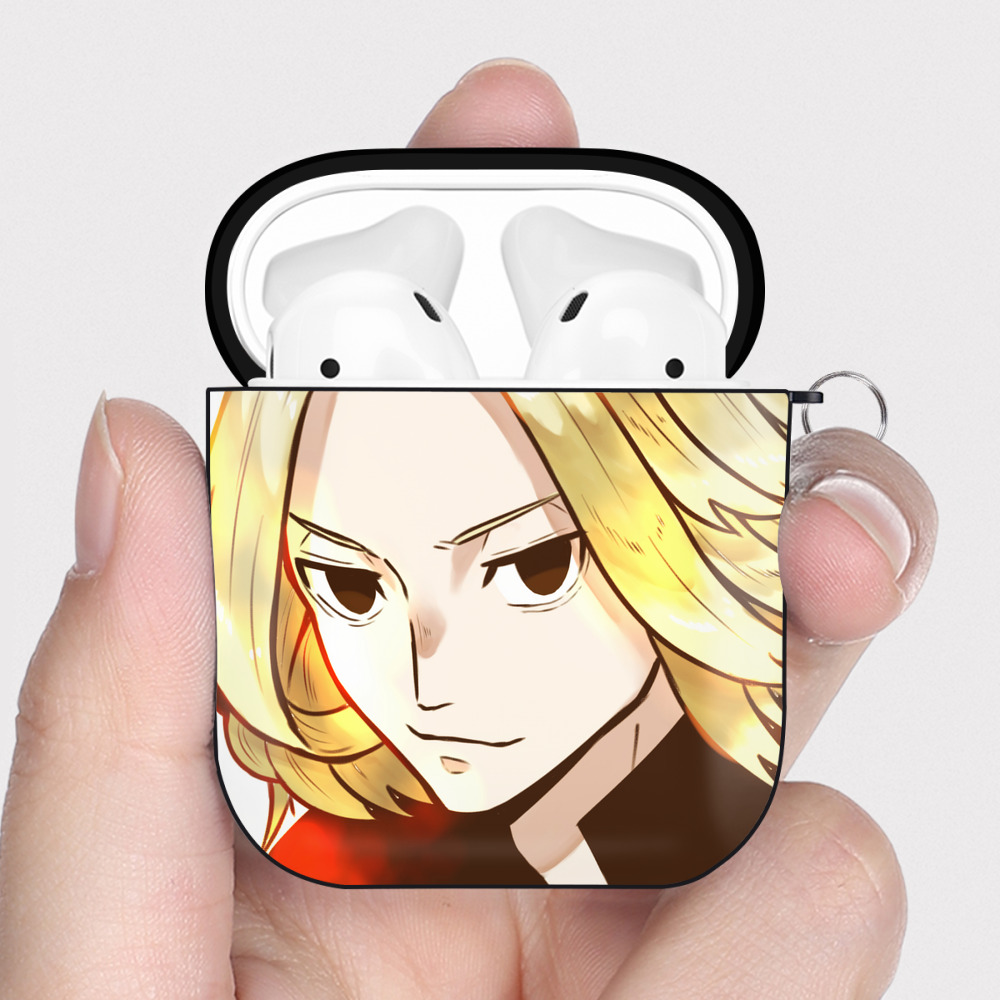 （画像用） 東京リベンジャーズ Tokyo Revengers AirPods 第2世代保護ケース ハードシェル ブラック 耐衝撃・防指紋・カラビナ付き
