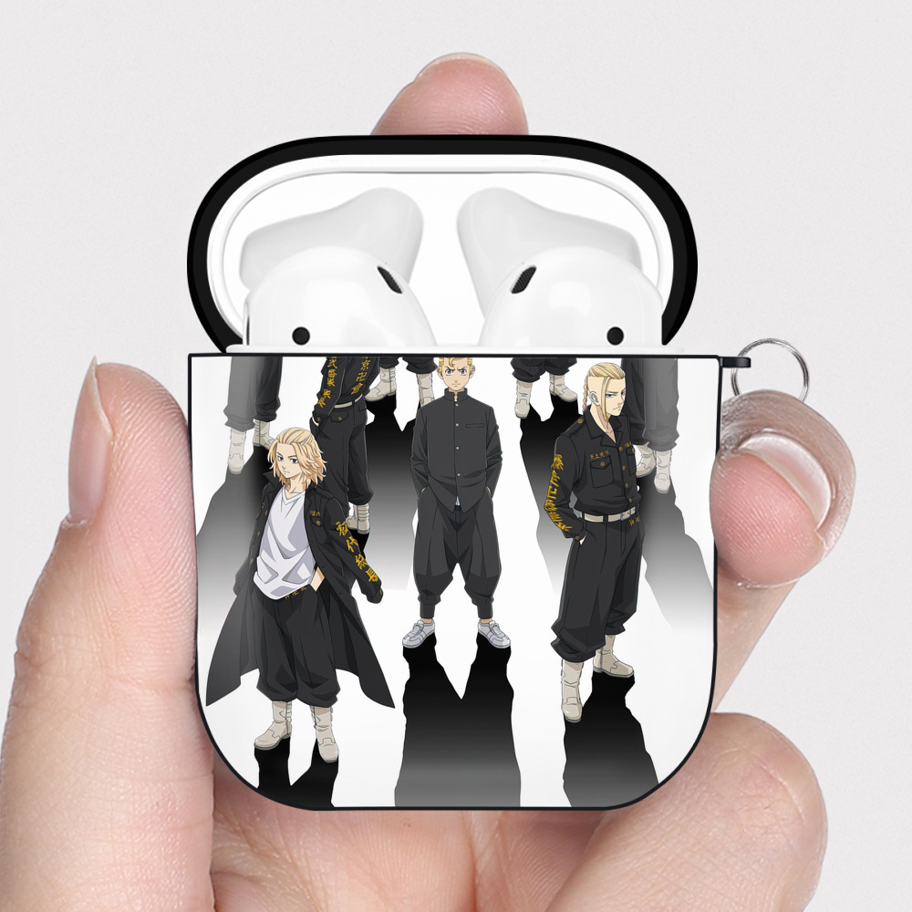 （画像用） 東京リベンジャーズ Tokyo Revengers AirPods 第2世代保護ケース ハードシェル ブラック 耐衝撃・防指紋・カラビナ付き