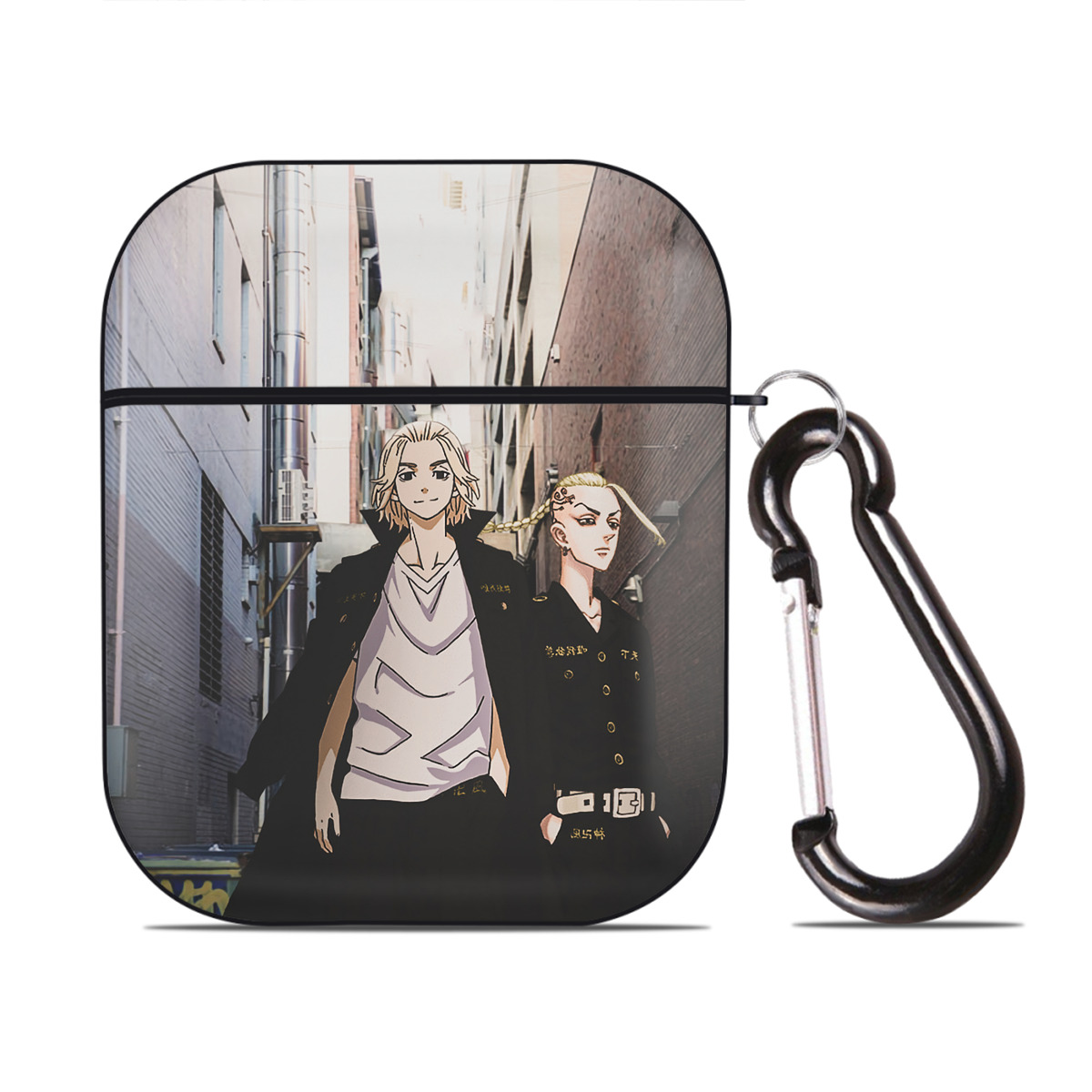（画像用） 東京リベンジャーズ Tokyo Revengers AirPods 第2世代保護ケース ハードシェル ブラック 耐衝撃・防指紋・カラビナ付き