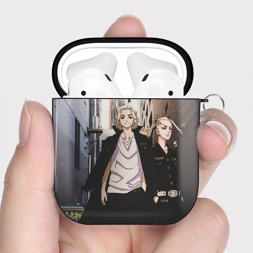 （画像用） 東京リベンジャーズ Tokyo Revengers AirPods 第2世代保護ケース ハードシェル ブラック 耐衝撃・防指紋・カラビナ付き