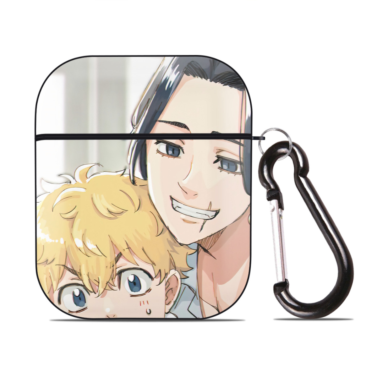 （画像用） 東京リベンジャーズ Tokyo Revengers AirPods 第2世代保護ケース ハードシェル ブラック 耐衝撃・防指紋・カラビナ付き