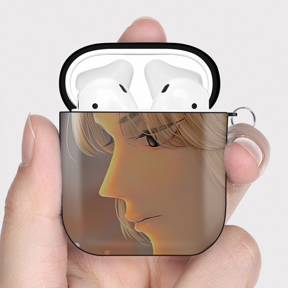 （画像用） 東京リベンジャーズ Tokyo Revengers AirPods 第2世代保護ケース ハードシェル ブラック 耐衝撃・防指紋・カラビナ付き