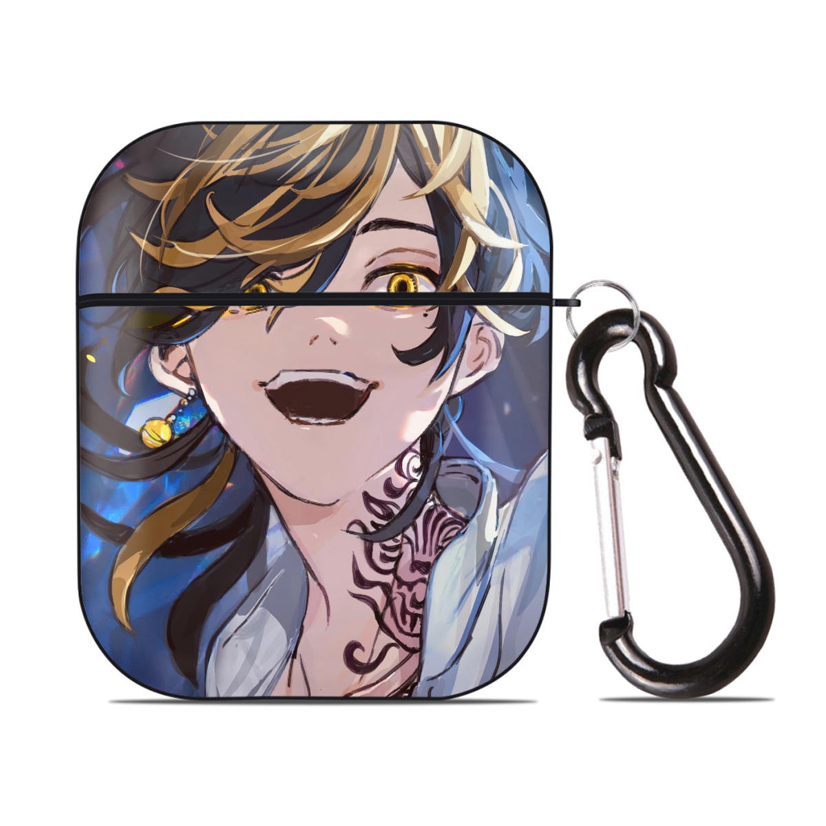 （画像用） 東京リベンジャーズ Tokyo Revengers AirPods 第2世代保護ケース ハードシェル ブラック 耐衝撃・防指紋・カラビナ付き