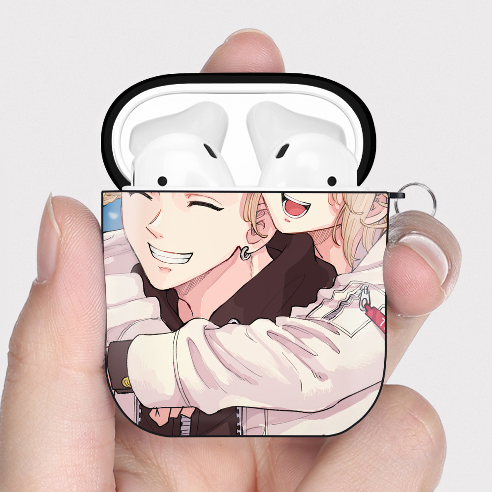 （画像用） 東京リベンジャーズ Tokyo Revengers AirPods 第2世代保護ケース ハードシェル ブラック 耐衝撃・防指紋・カラビナ付き