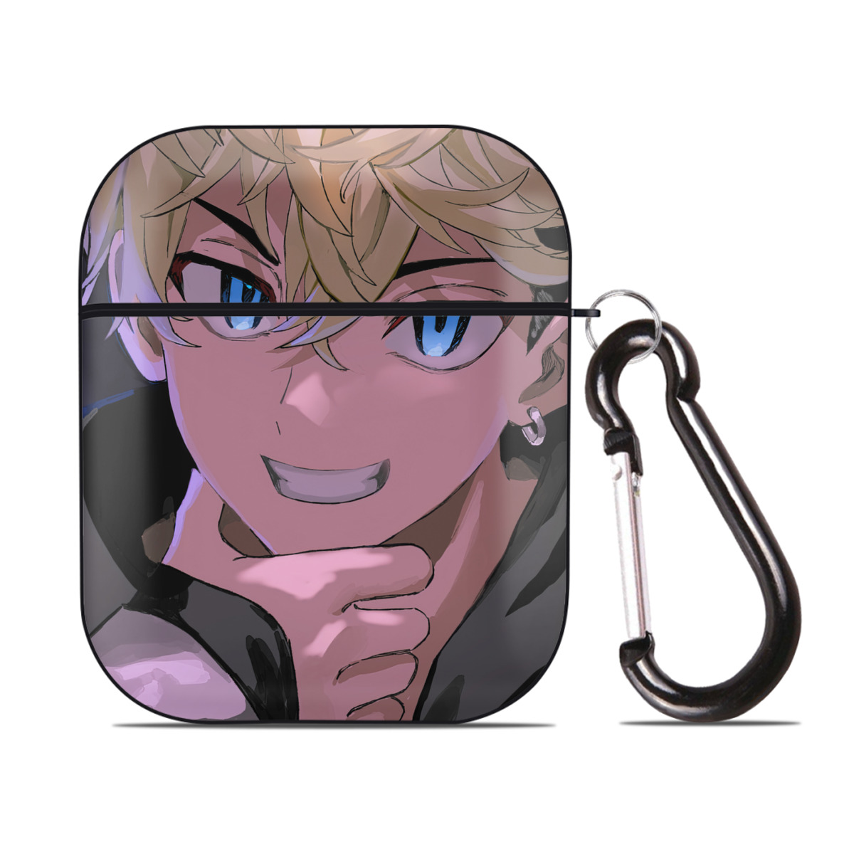 （画像用） 東京リベンジャーズ Tokyo Revengers AirPods 第2世代保護ケース ハードシェル ブラック 耐衝撃・防指紋・カラビナ付き