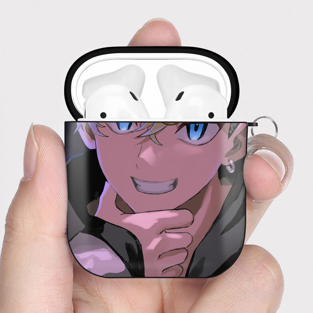 （画像用） 東京リベンジャーズ Tokyo Revengers AirPods 第2世代保護ケース ハードシェル ブラック 耐衝撃・防指紋・カラビナ付き