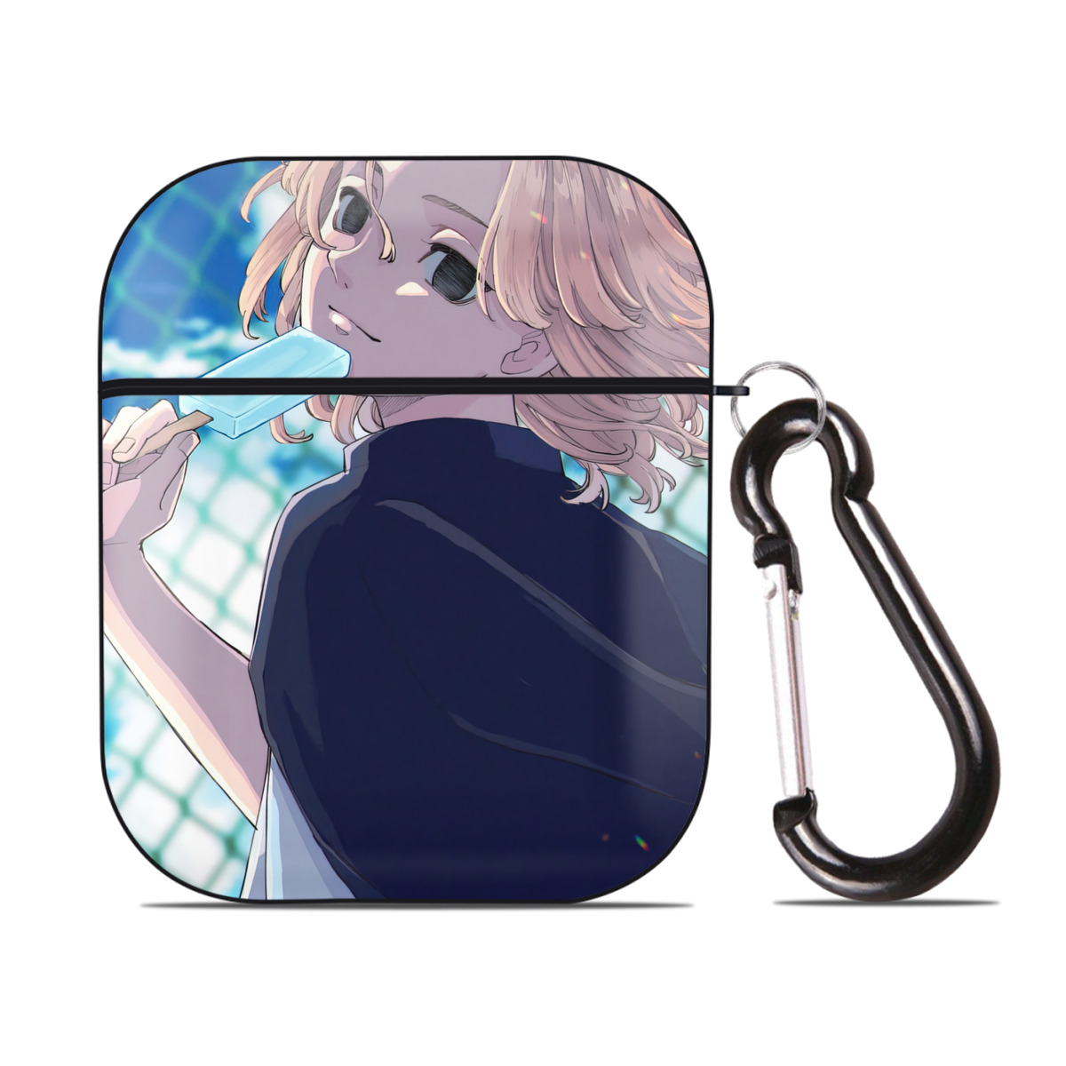 （画像用） 東京リベンジャーズ Tokyo Revengers AirPods 第2世代保護ケース ハードシェル ブラック 耐衝撃・防指紋・カラビナ付き