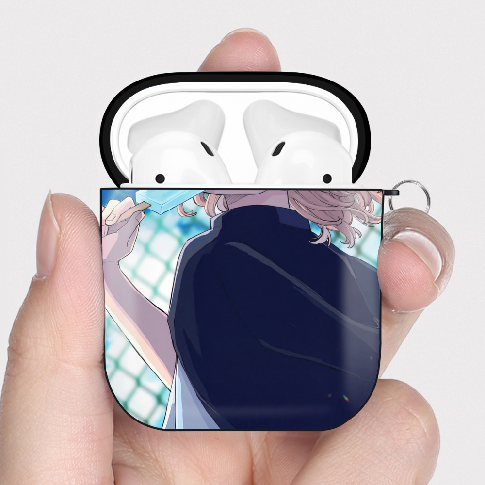 （画像用） 東京リベンジャーズ Tokyo Revengers AirPods 第2世代保護ケース ハードシェル ブラック 耐衝撃・防指紋・カラビナ付き