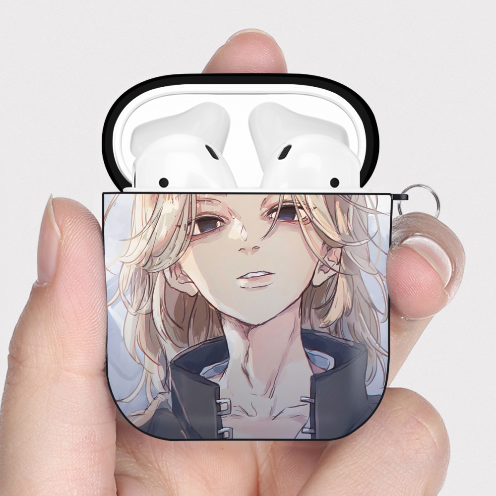 （画像用） 東京リベンジャーズ Tokyo Revengers AirPods 第2世代保護ケース ハードシェル ブラック 耐衝撃・防指紋・カラビナ付き