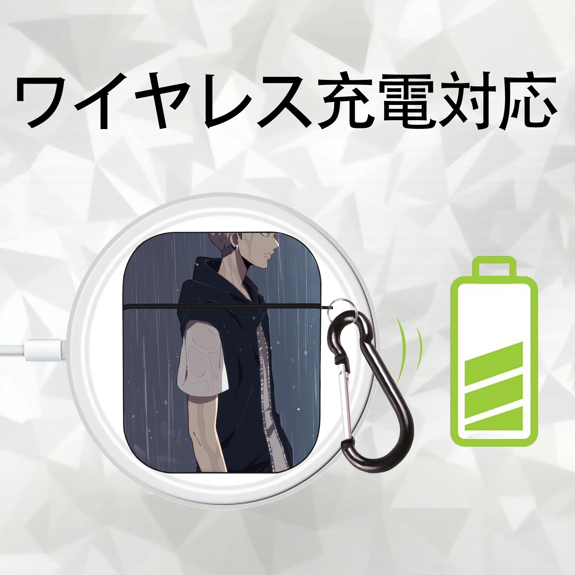 東京リベンジャーズ Tokyo Revengers AirPods 第2世代保護ケース ハードシェル ブラック 耐衝撃・防指紋・カラビナ付き