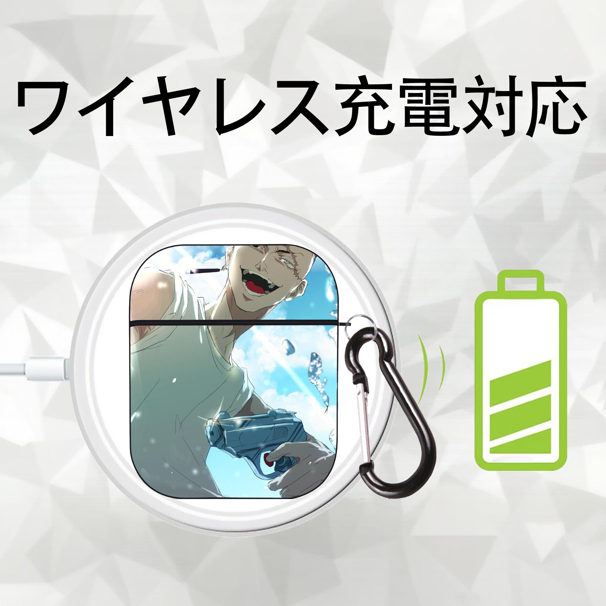 東京リベンジャーズ Tokyo Revengers AirPods 第2世代保護ケース ハードシェル ブラック 耐衝撃・防指紋・カラビナ付き
