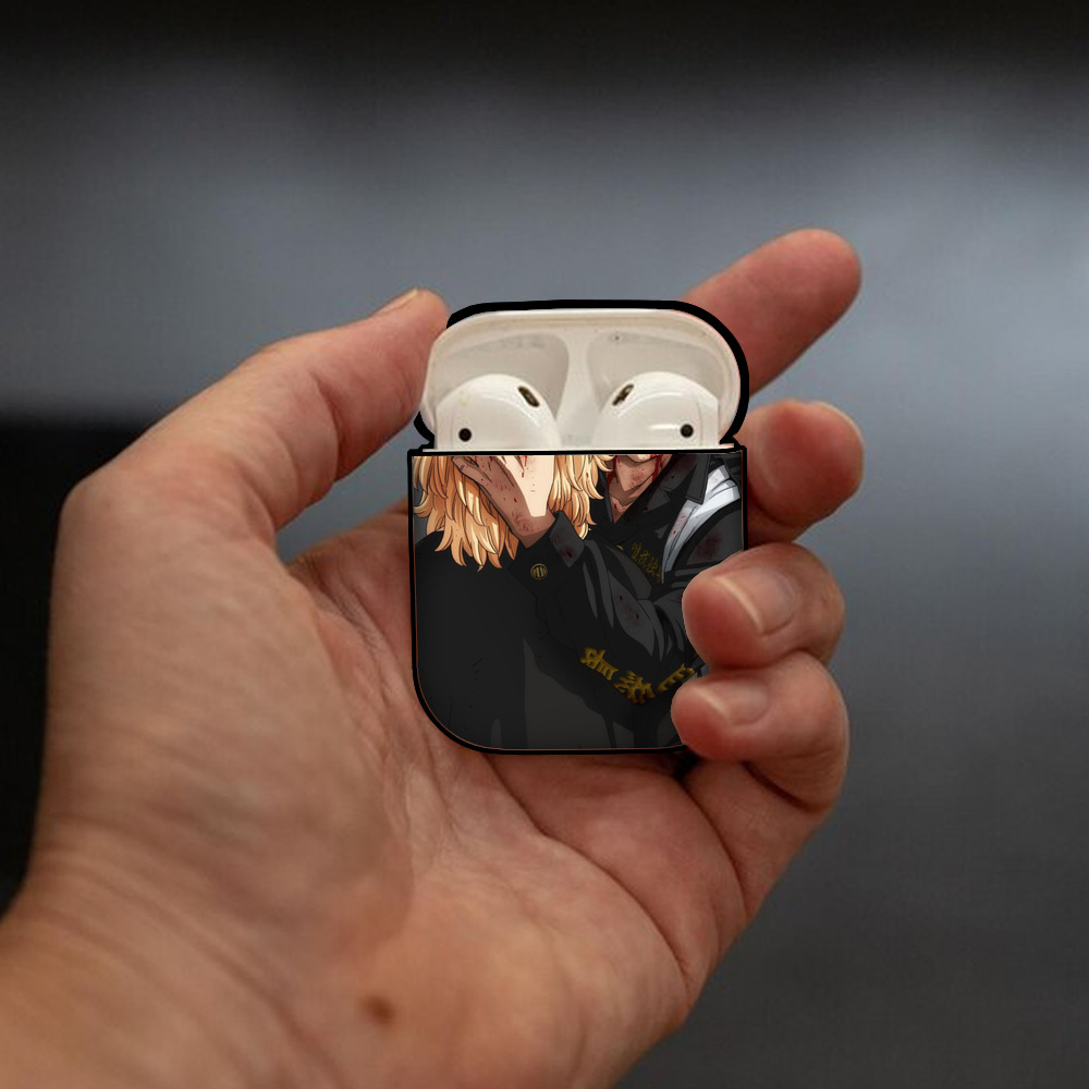 東京リベンジャーズ Tokyo Revengers AirPods 第2世代保護ケース ハードシェル ブラック 耐衝撃・防指紋・カラビナ付き