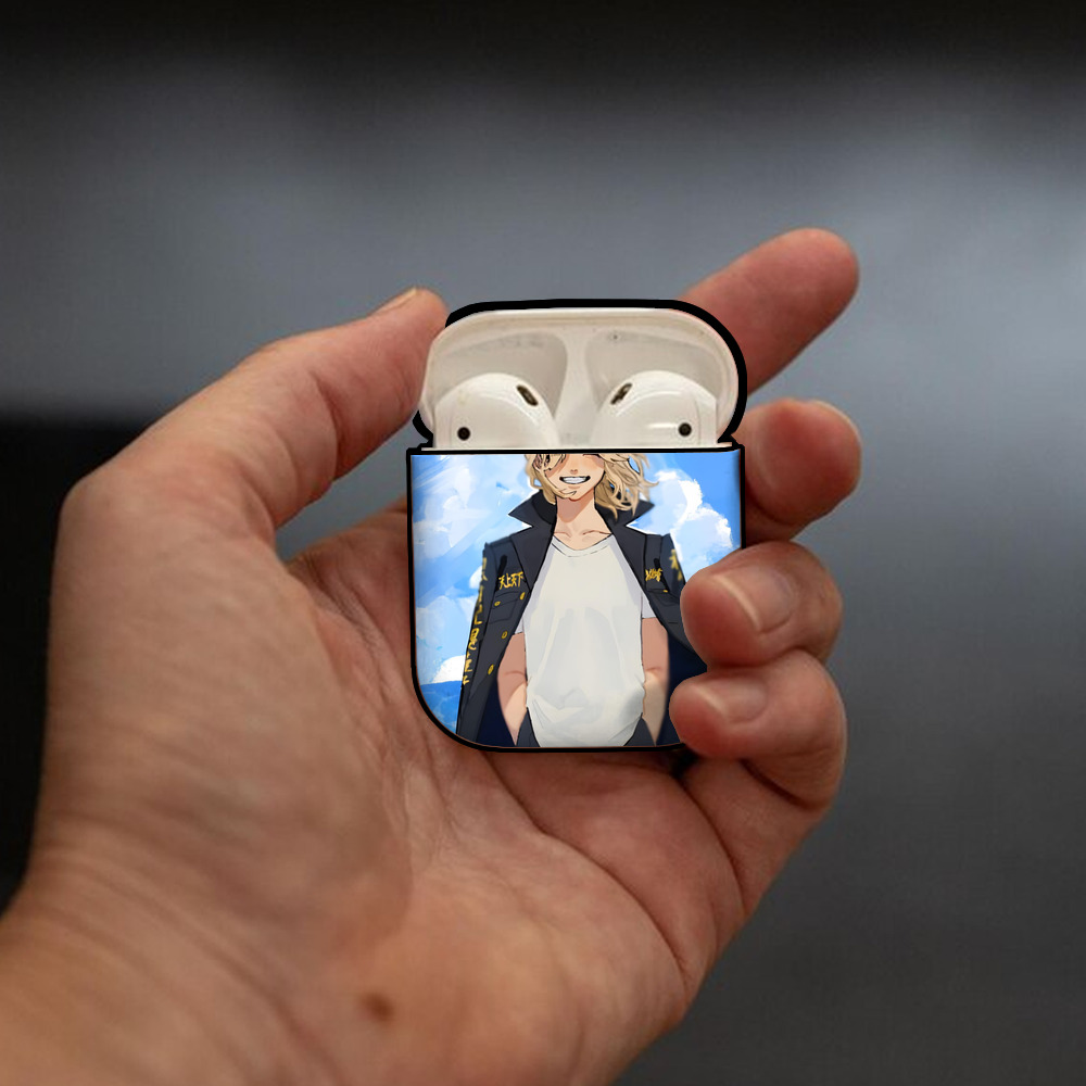 東京リベンジャーズ Tokyo Revengers AirPods 第2世代保護ケース ハードシェル ブラック 耐衝撃・防指紋・カラビナ付き