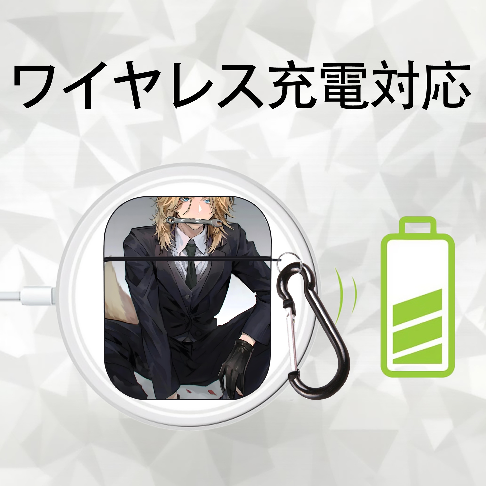 東京リベンジャーズ Tokyo Revengers AirPods 第2世代保護ケース ハードシェル ブラック 耐衝撃・防指紋・カラビナ付き