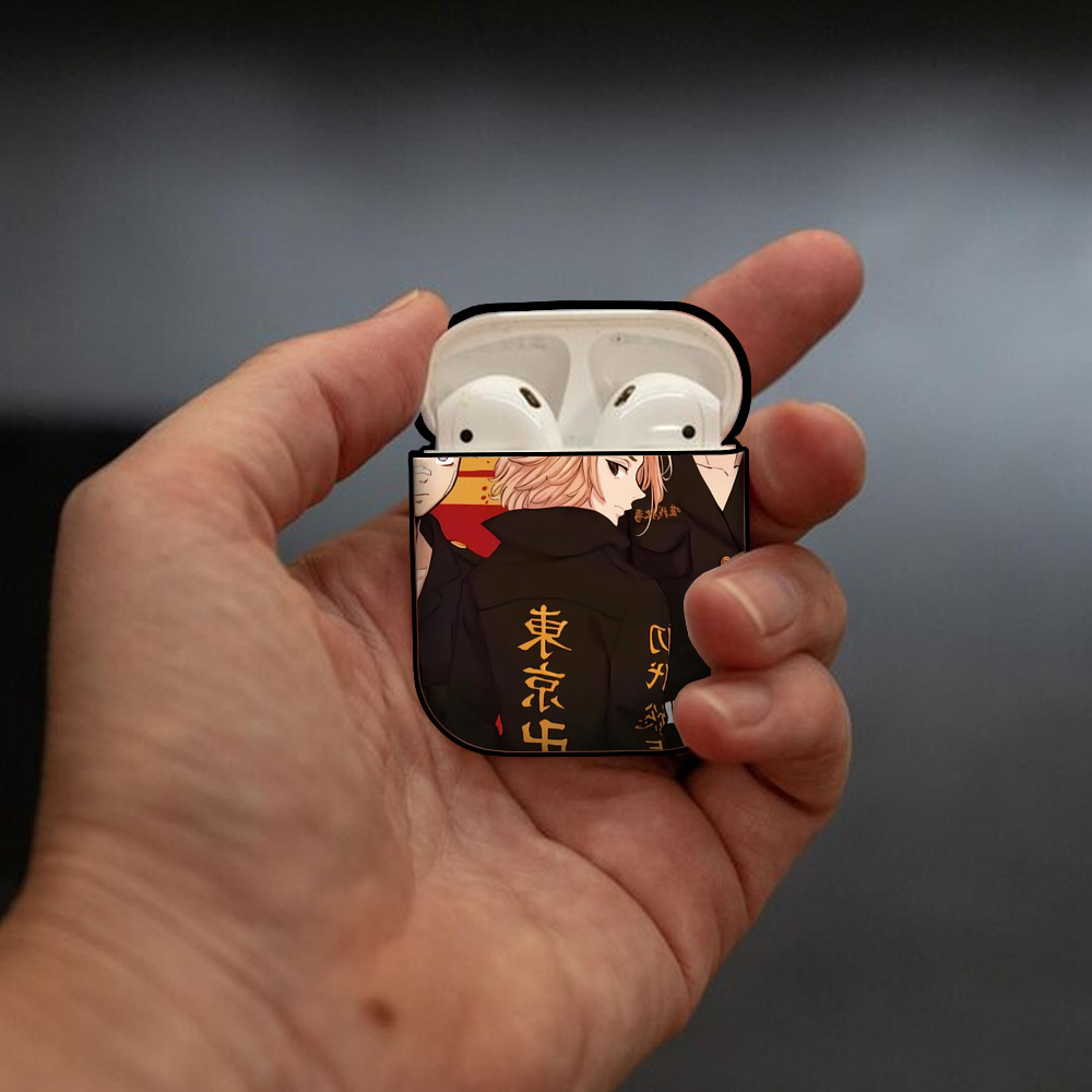 東京リベンジャーズ Tokyo Revengers AirPods 第2世代保護ケース ハードシェル ブラック 耐衝撃・防指紋・カラビナ付き
