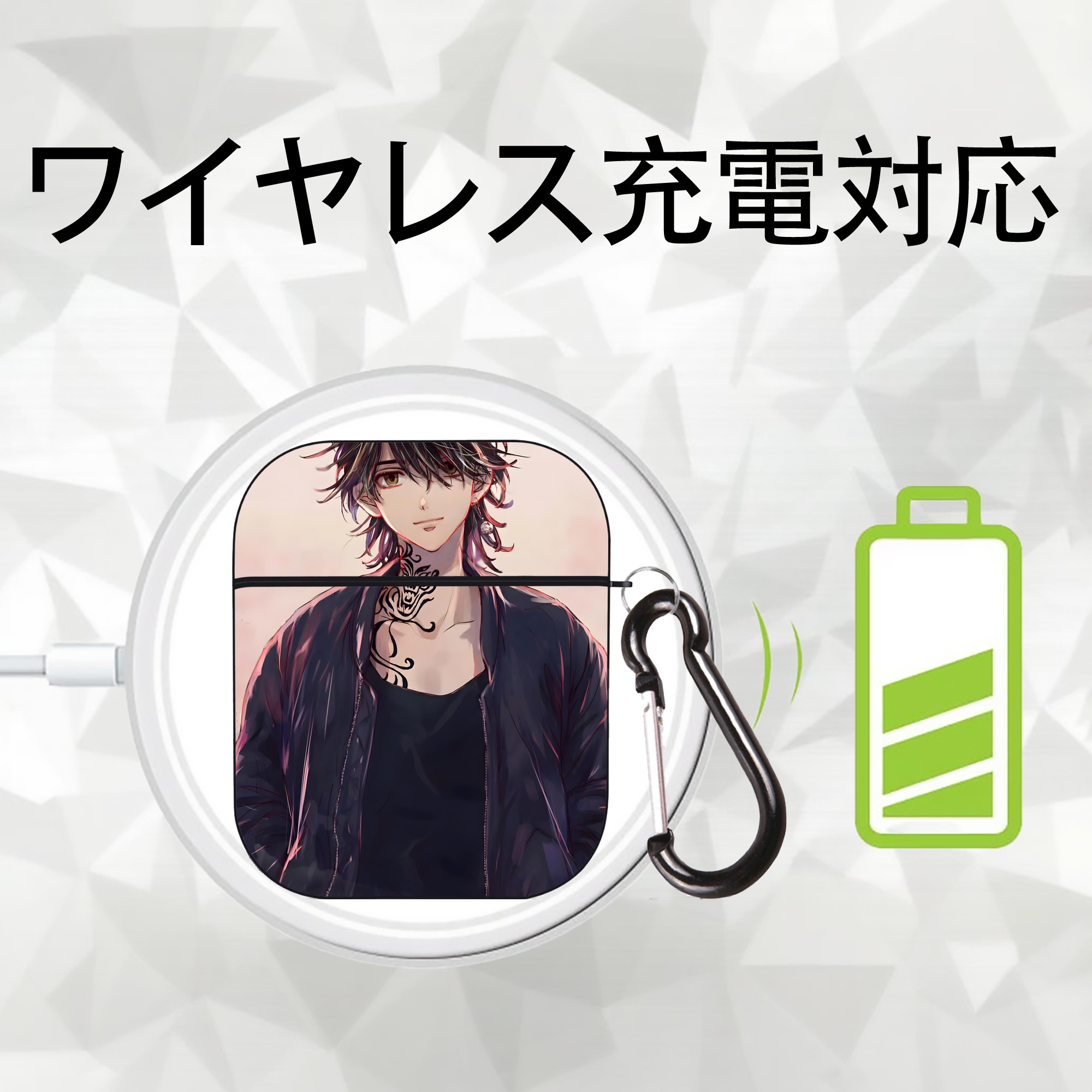 東京リベンジャーズ Tokyo Revengers AirPods 第2世代保護ケース ハードシェル ブラック 耐衝撃・防指紋・カラビナ付き