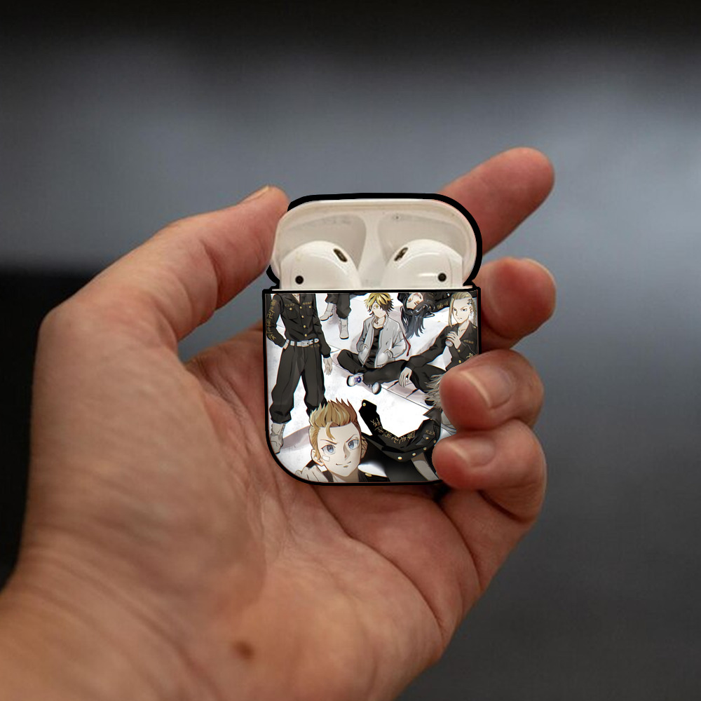 東京リベンジャーズ Tokyo Revengers AirPods 第2世代保護ケース ハードシェル ブラック 耐衝撃・防指紋・カラビナ付き