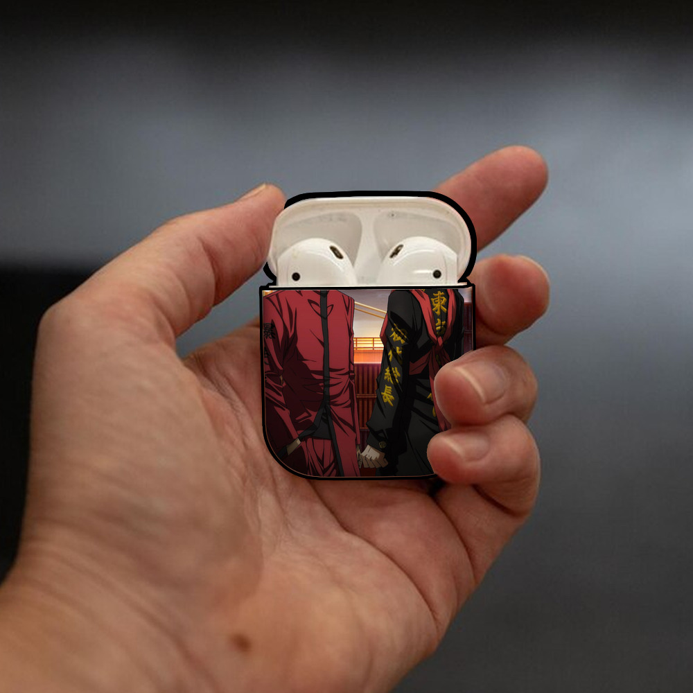 東京リベンジャーズ Tokyo Revengers AirPods 第2世代保護ケース ハードシェル ブラック 耐衝撃・防指紋・カラビナ付き