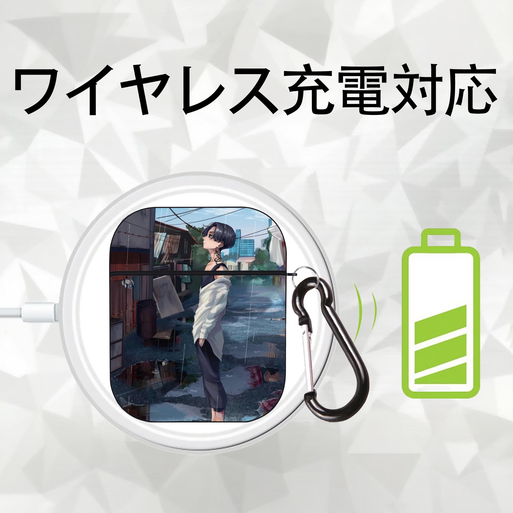東京リベンジャーズ Tokyo Revengers AirPods 第2世代保護ケース ハードシェル ブラック 耐衝撃・防指紋・カラビナ付き