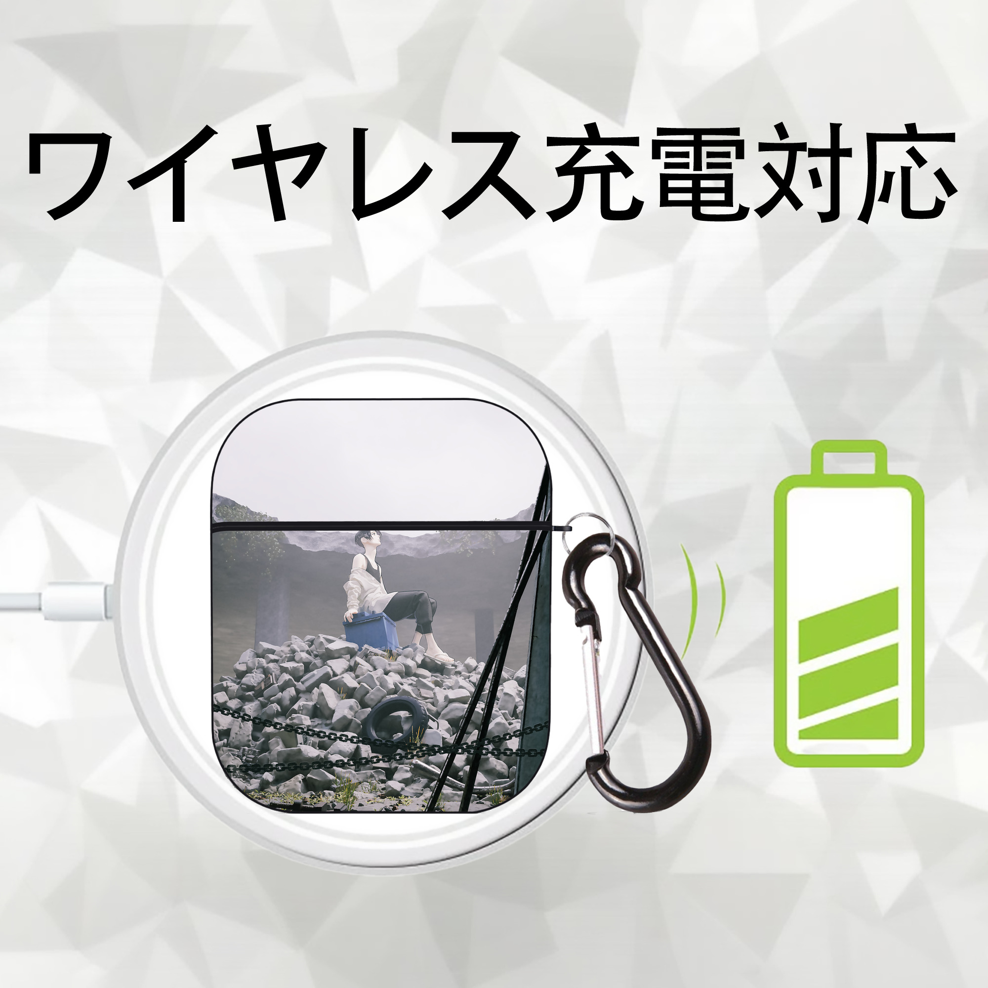 東京リベンジャーズ Tokyo Revengers AirPods 第2世代保護ケース ハードシェル ブラック 耐衝撃・防指紋・カラビナ付き