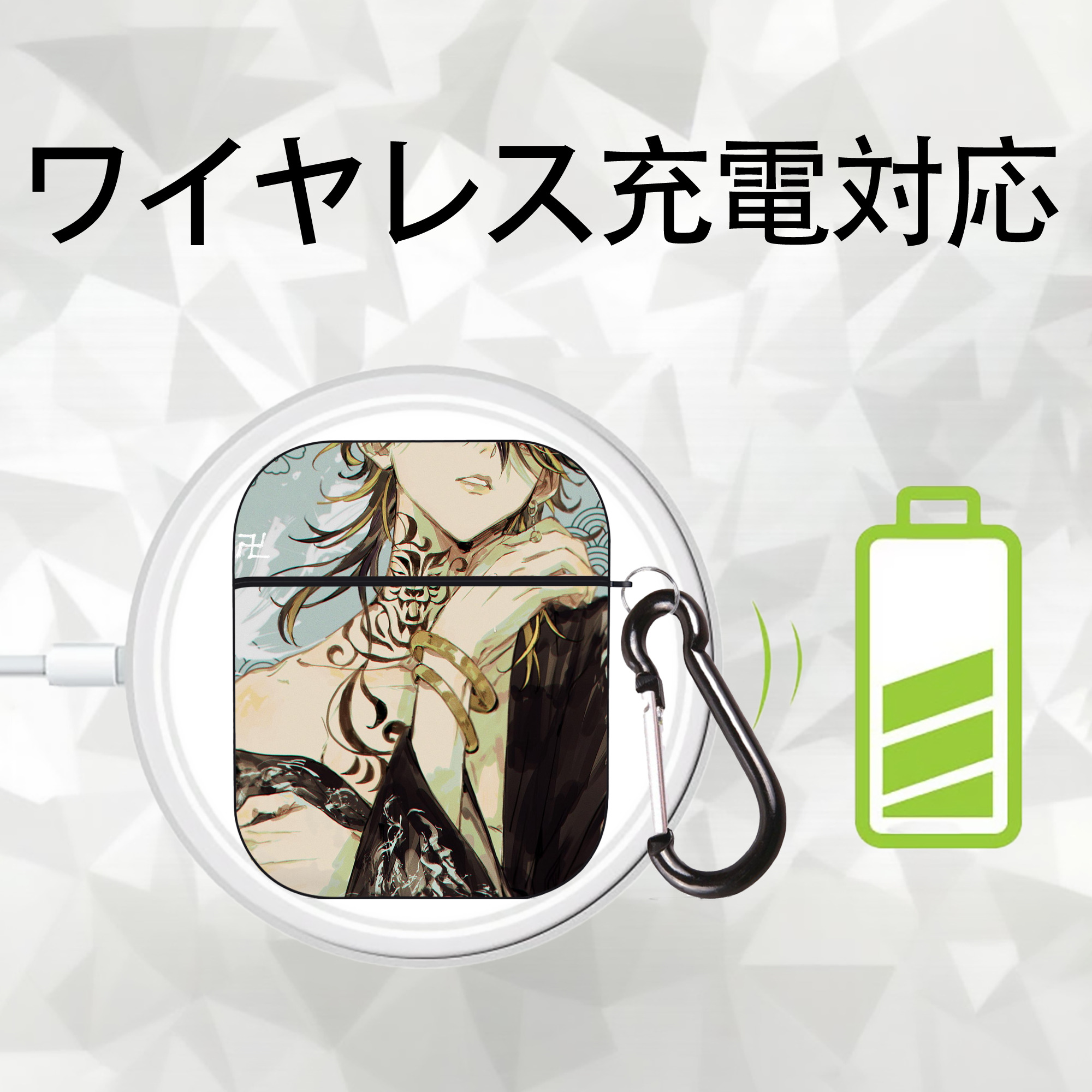 東京リベンジャーズ Tokyo Revengers AirPods 第2世代保護ケース ハードシェル ブラック 耐衝撃・防指紋・カラビナ付き