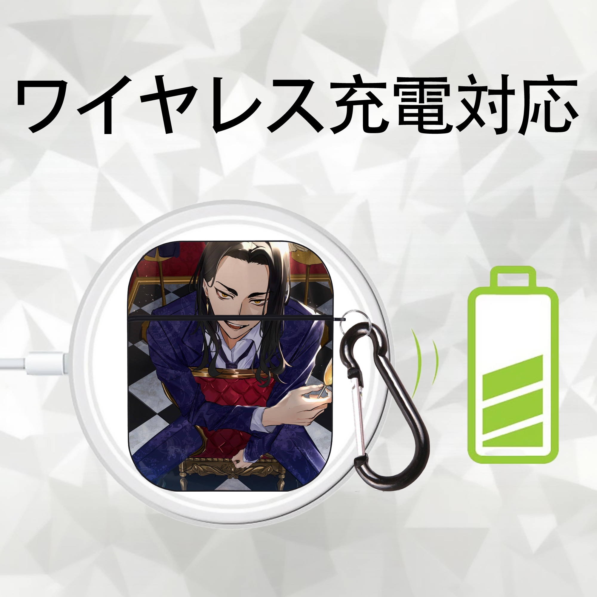 東京リベンジャーズ Tokyo Revengers AirPods 第2世代保護ケース ハードシェル ブラック 耐衝撃・防指紋・カラビナ付き