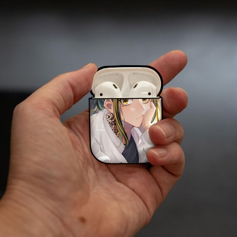 東京リベンジャーズ Tokyo Revengers AirPods 第2世代保護ケース ハードシェル ブラック 耐衝撃・防指紋・カラビナ付き