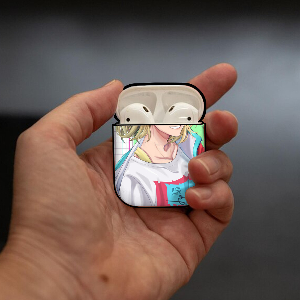 東京リベンジャーズ Tokyo Revengers AirPods 第2世代保護ケース ハードシェル ブラック 耐衝撃・防指紋・カラビナ付き