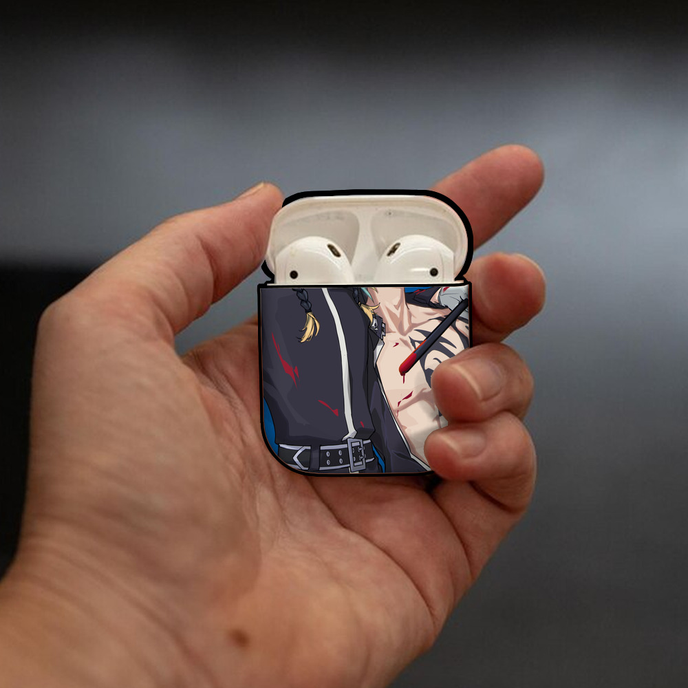 東京リベンジャーズ Tokyo Revengers AirPods 第2世代保護ケース ハードシェル ブラック 耐衝撃・防指紋・カラビナ付き