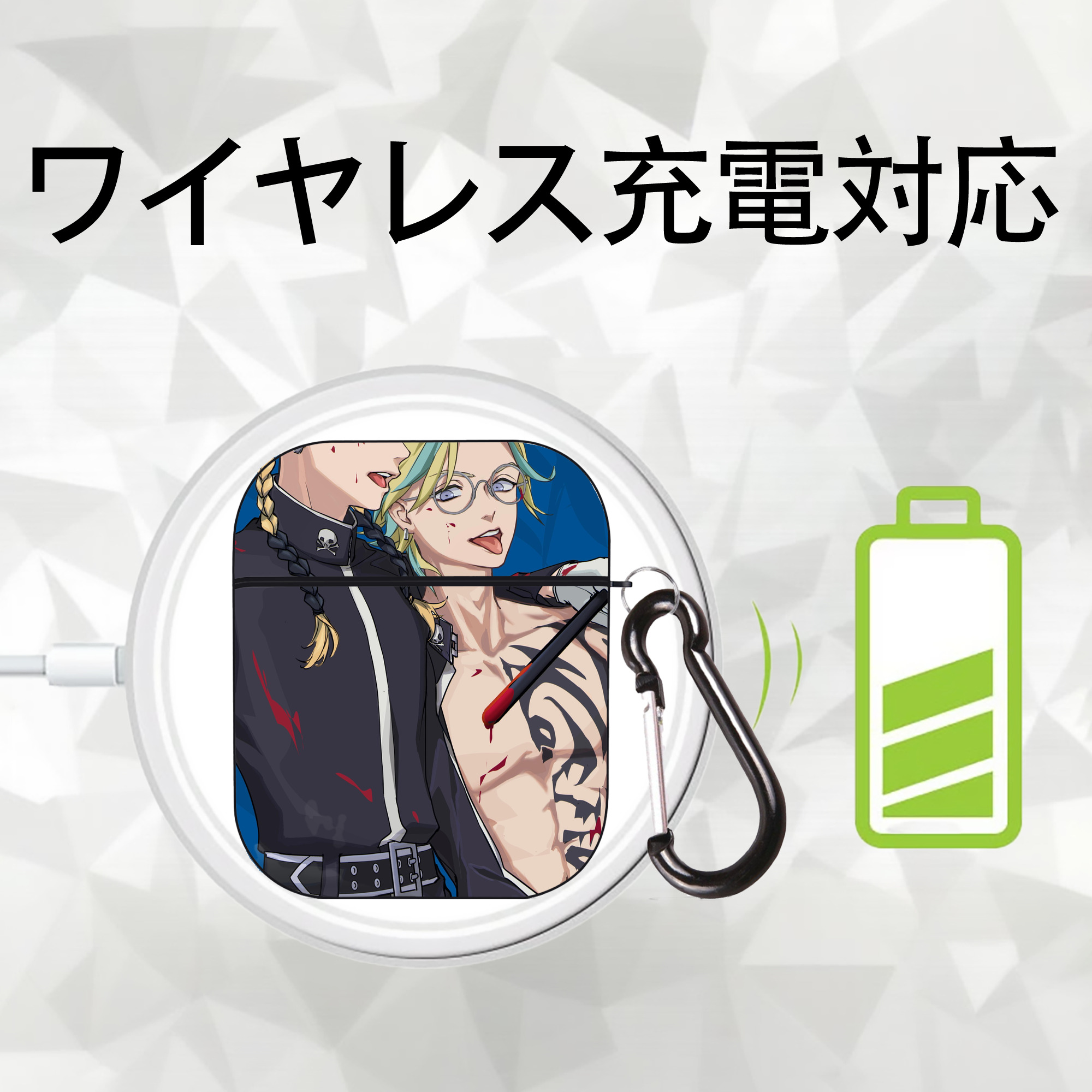 東京リベンジャーズ Tokyo Revengers AirPods 第2世代保護ケース ハードシェル ブラック 耐衝撃・防指紋・カラビナ付き