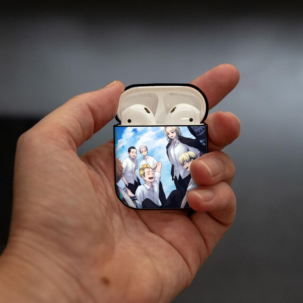 東京リベンジャーズ Tokyo Revengers AirPods 第2世代保護ケース ハードシェル ブラック 耐衝撃・防指紋・カラビナ付き