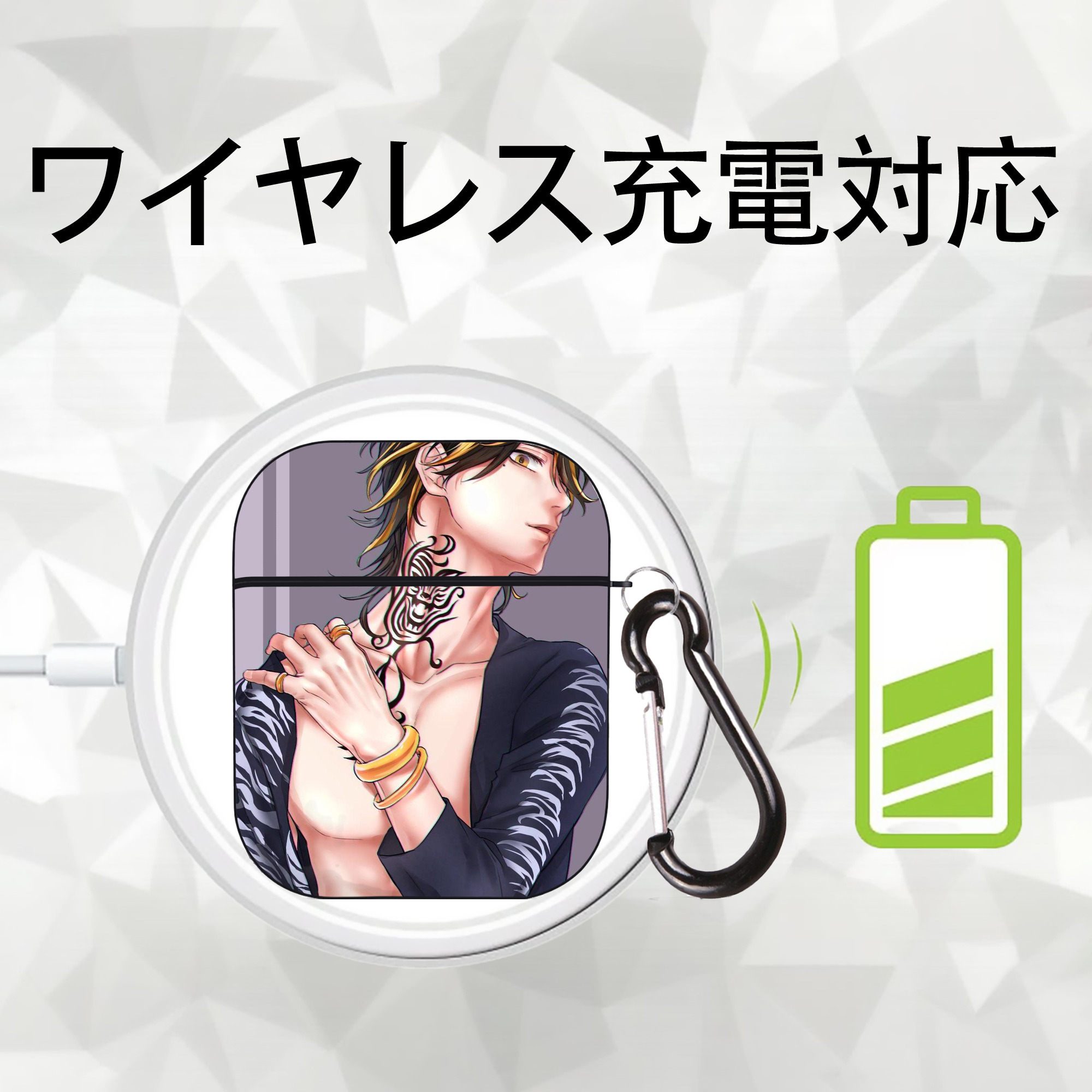 東京リベンジャーズ Tokyo Revengers AirPods 第2世代保護ケース ハードシェル ブラック 耐衝撃・防指紋・カラビナ付き