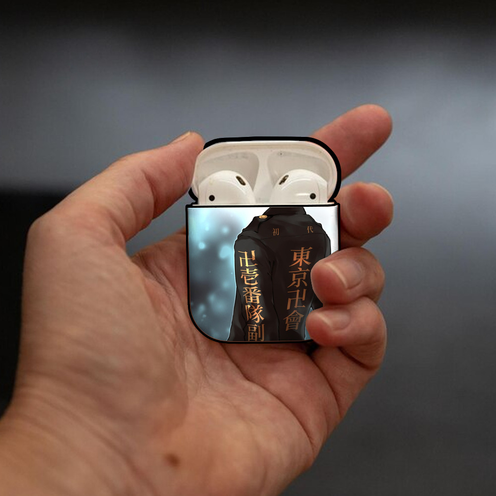 東京リベンジャーズ Tokyo Revengers AirPods 第2世代保護ケース ハードシェル ブラック 耐衝撃・防指紋・カラビナ付き