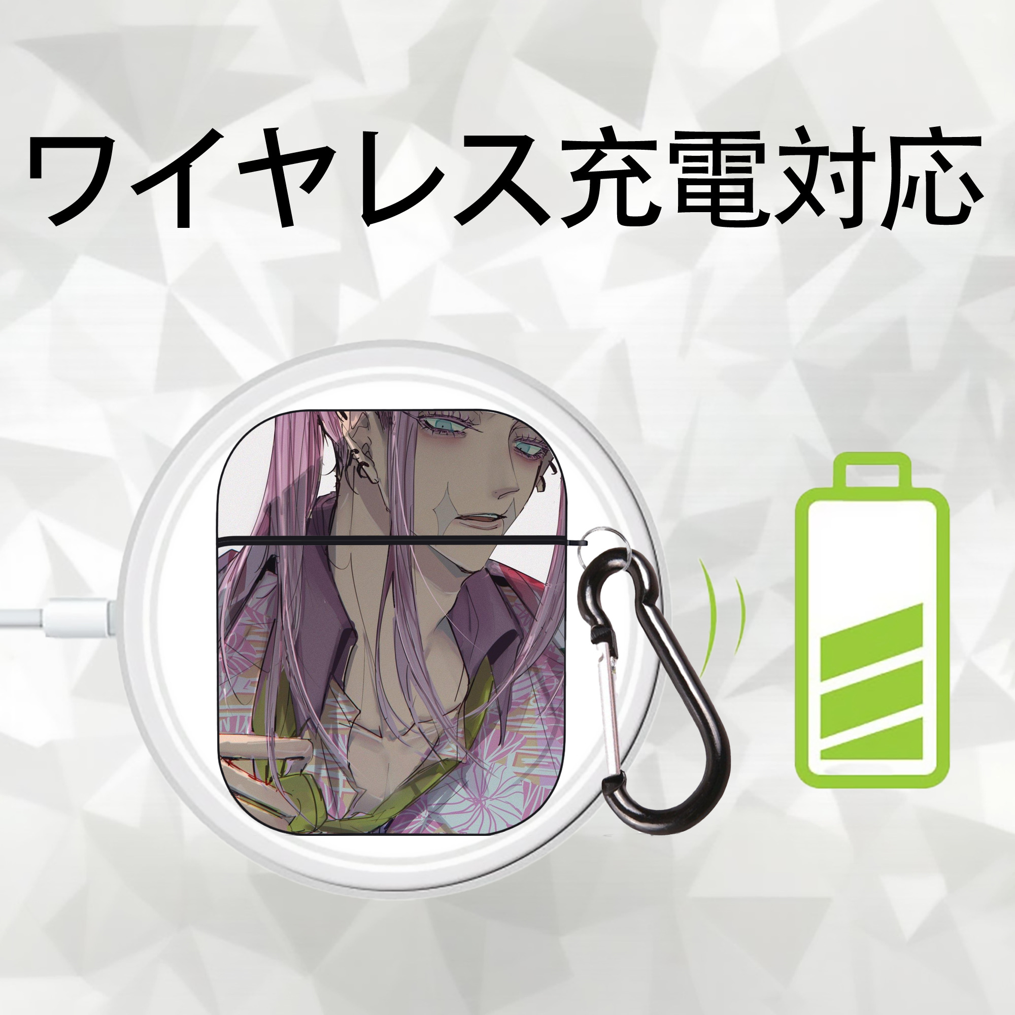 東京リベンジャーズ Tokyo Revengers AirPods 第2世代保護ケース ハードシェル ブラック 耐衝撃・防指紋・カラビナ付き