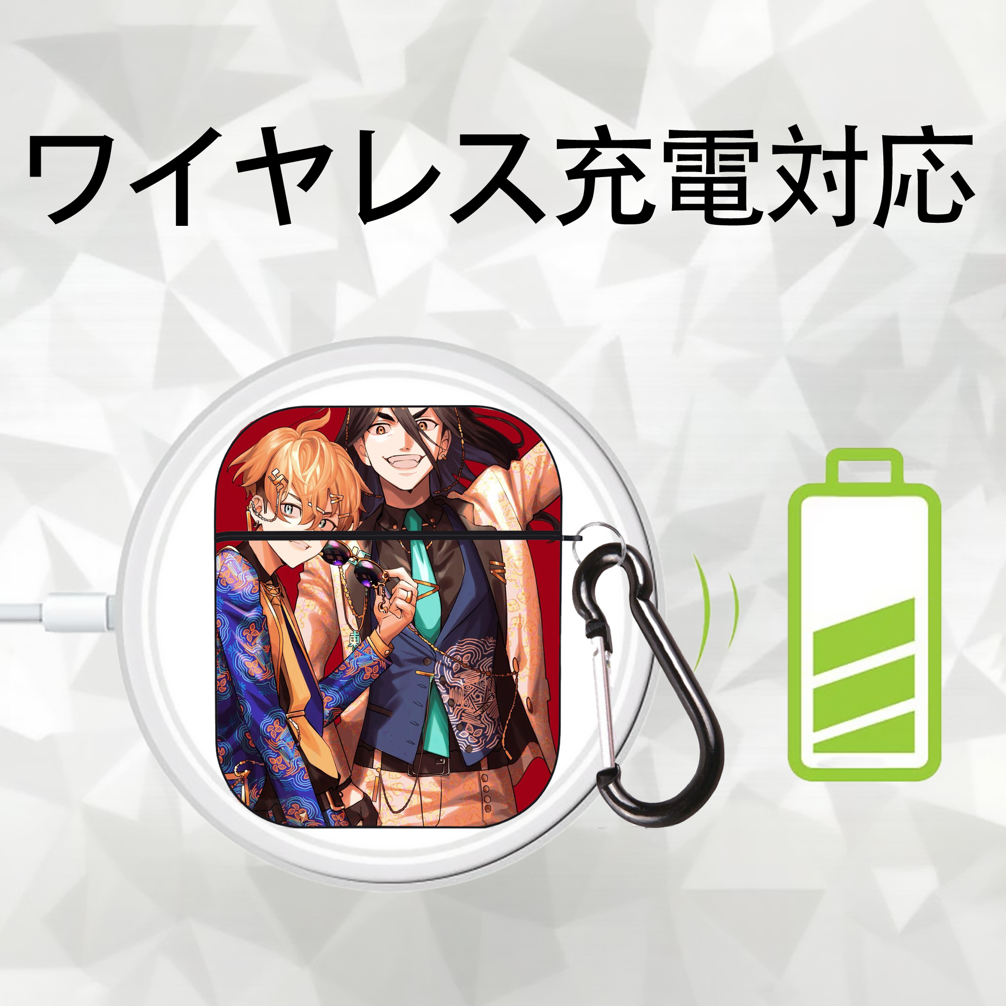 東京リベンジャーズ Tokyo Revengers AirPods 第2世代保護ケース ハードシェル ブラック 耐衝撃・防指紋・カラビナ付き