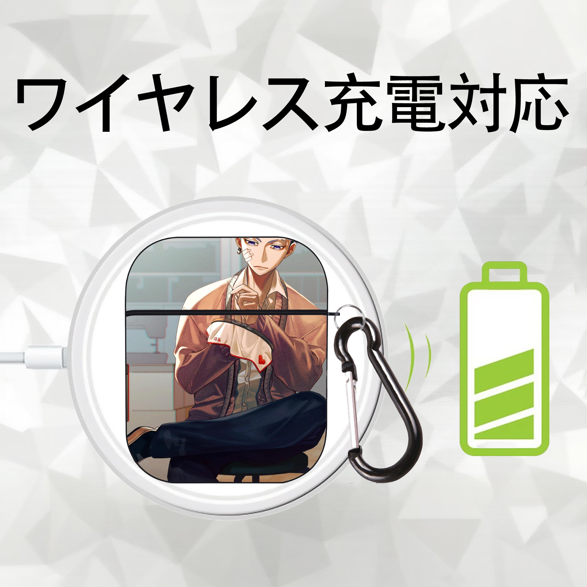 東京リベンジャーズ Tokyo Revengers AirPods 第2世代保護ケース ハードシェル ブラック 耐衝撃・防指紋・カラビナ付き