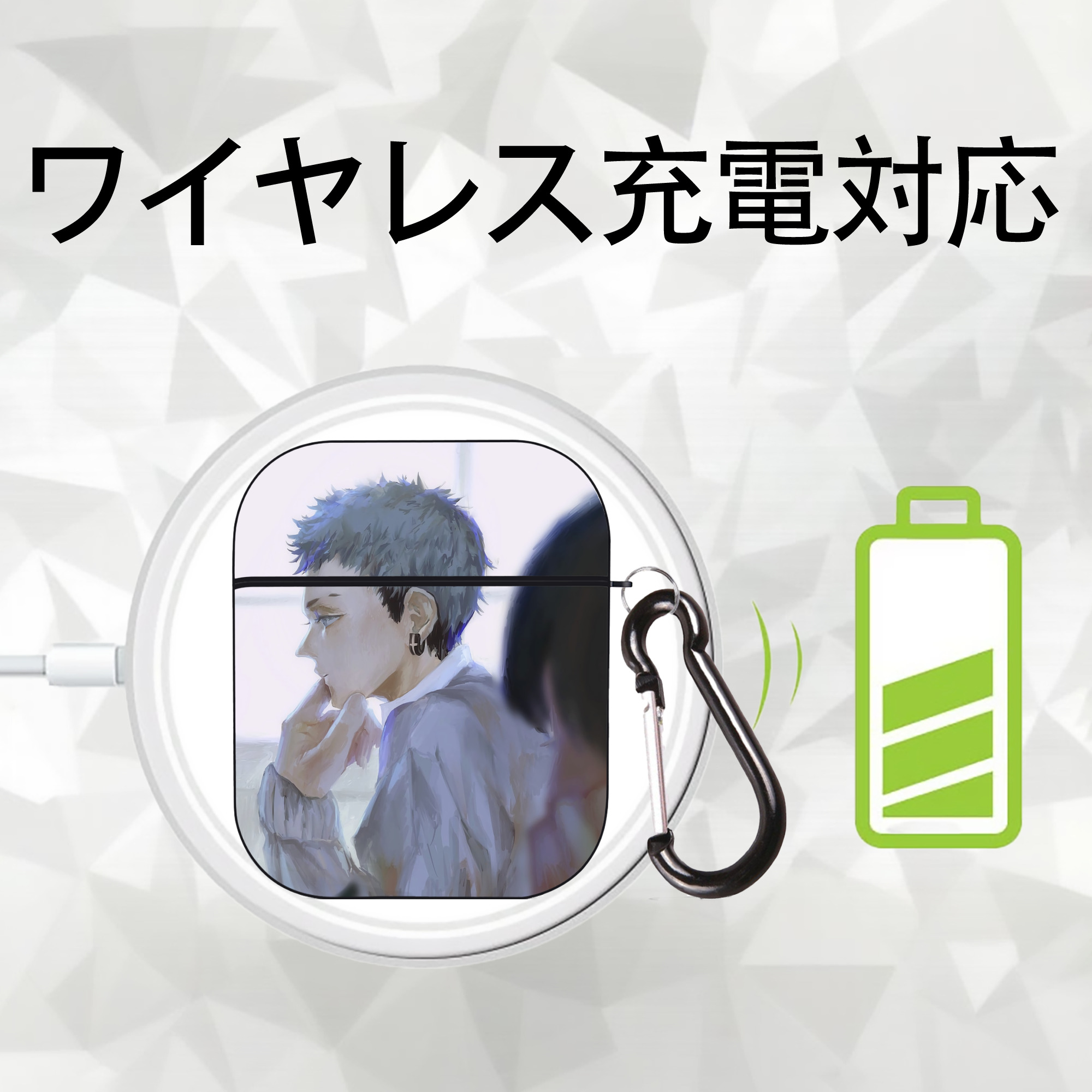 東京リベンジャーズ Tokyo Revengers AirPods 第2世代保護ケース ハードシェル ブラック 耐衝撃・防指紋・カラビナ付き