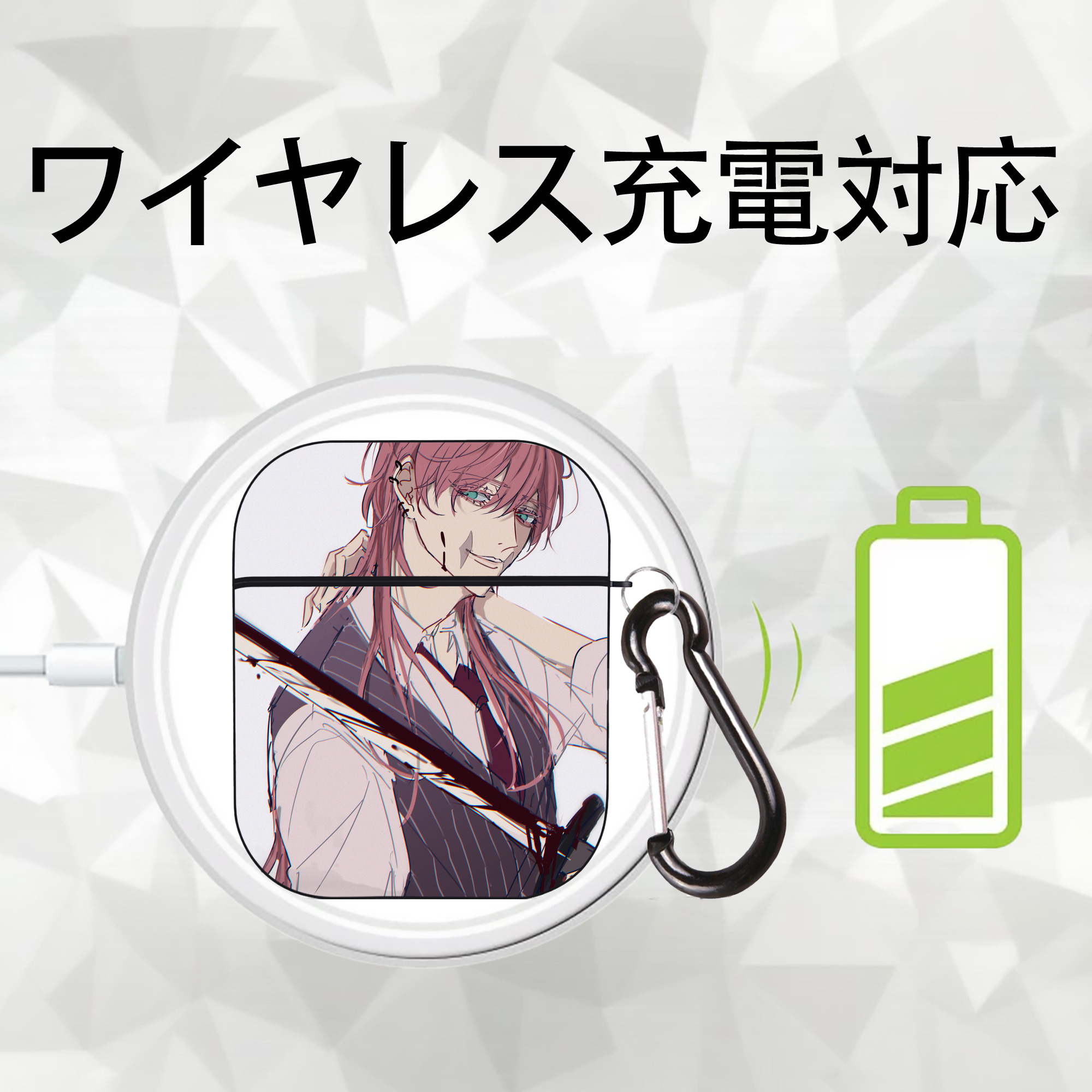 東京リベンジャーズ Tokyo Revengers AirPods 第2世代保護ケース ハードシェル ブラック 耐衝撃・防指紋・カラビナ付き