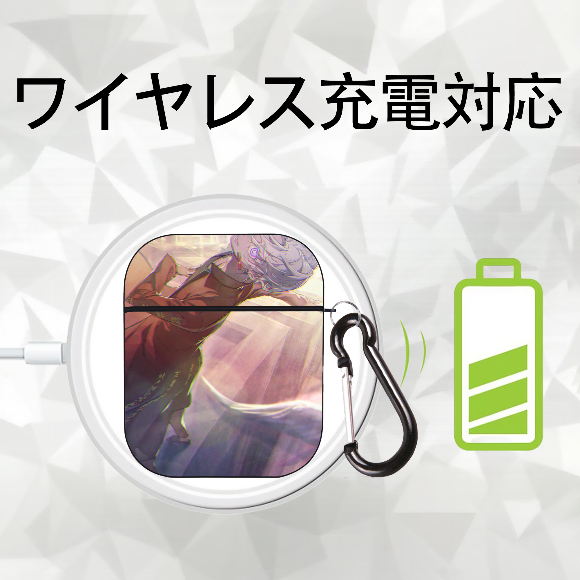 東京リベンジャーズ Tokyo Revengers AirPods 第2世代保護ケース ハードシェル ブラック 耐衝撃・防指紋・カラビナ付き