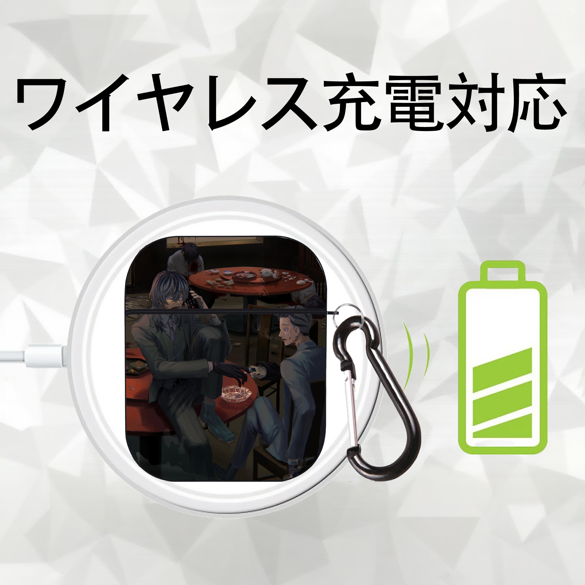 東京リベンジャーズ Tokyo Revengers AirPods 第2世代保護ケース ハードシェル ブラック 耐衝撃・防指紋・カラビナ付き