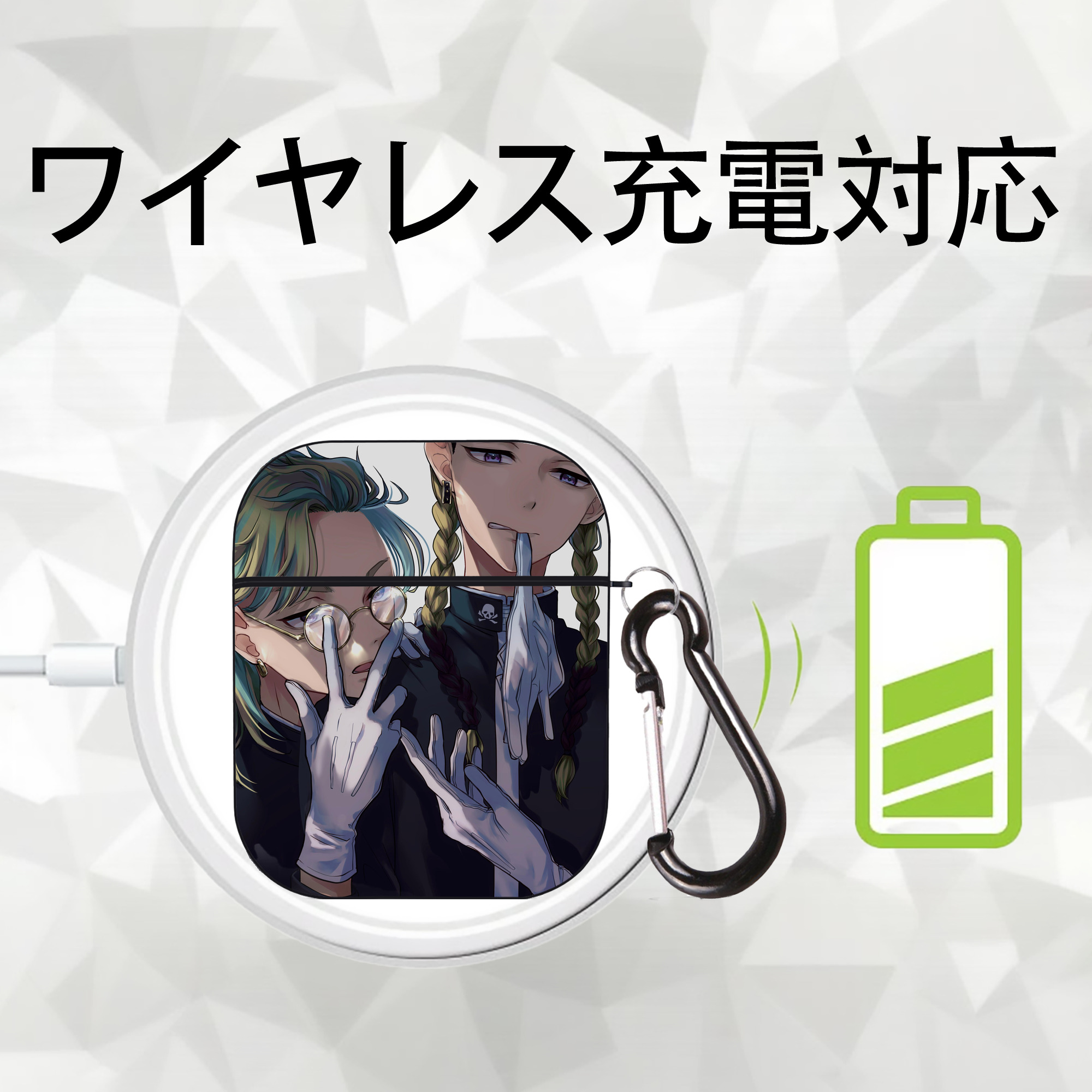 東京リベンジャーズ Tokyo Revengers AirPods 第2世代保護ケース ハードシェル ブラック 耐衝撃・防指紋・カラビナ付き