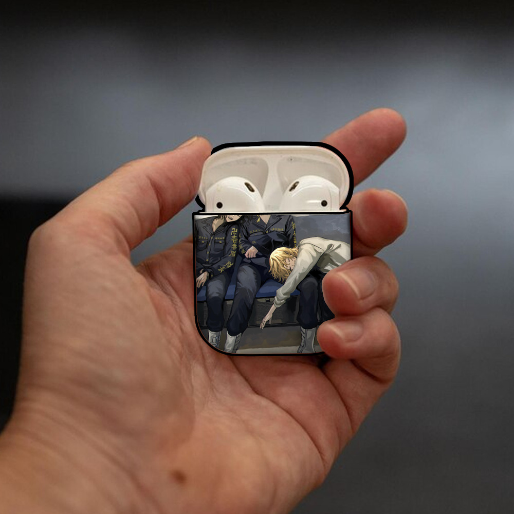 東京リベンジャーズ Tokyo Revengers AirPods 第2世代保護ケース ハードシェル ブラック 耐衝撃・防指紋・カラビナ付き
