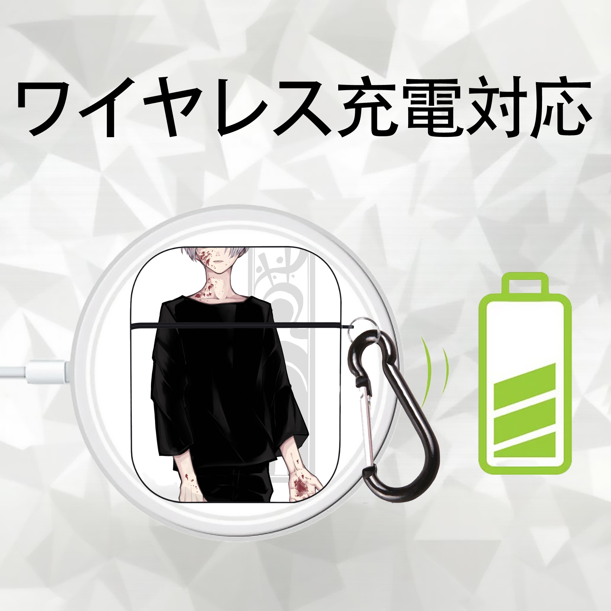 東京リベンジャーズ Tokyo Revengers AirPods 第2世代保護ケース ハードシェル ブラック 耐衝撃・防指紋・カラビナ付き