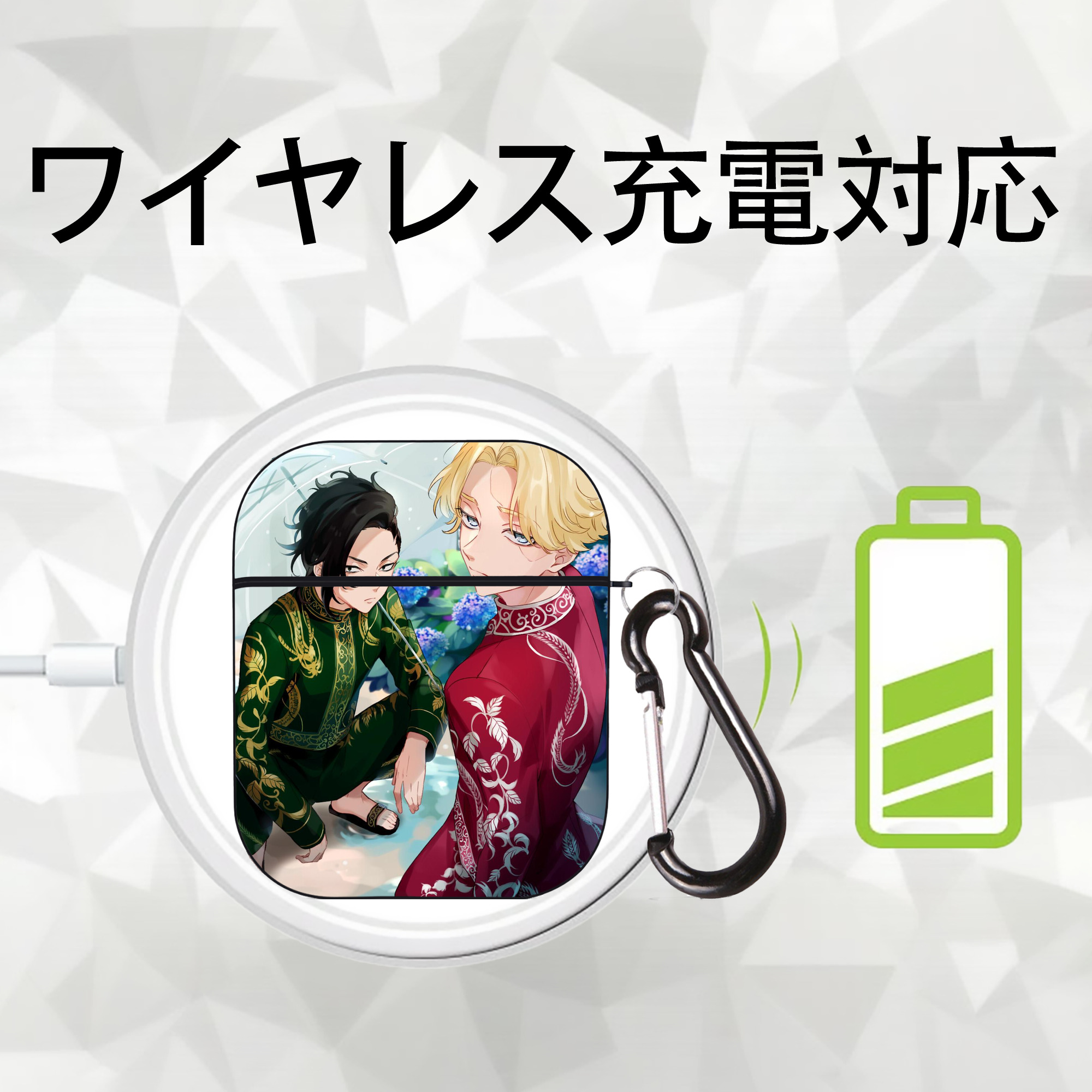 東京リベンジャーズ Tokyo Revengers AirPods 第2世代保護ケース ハードシェル ブラック 耐衝撃・防指紋・カラビナ付き