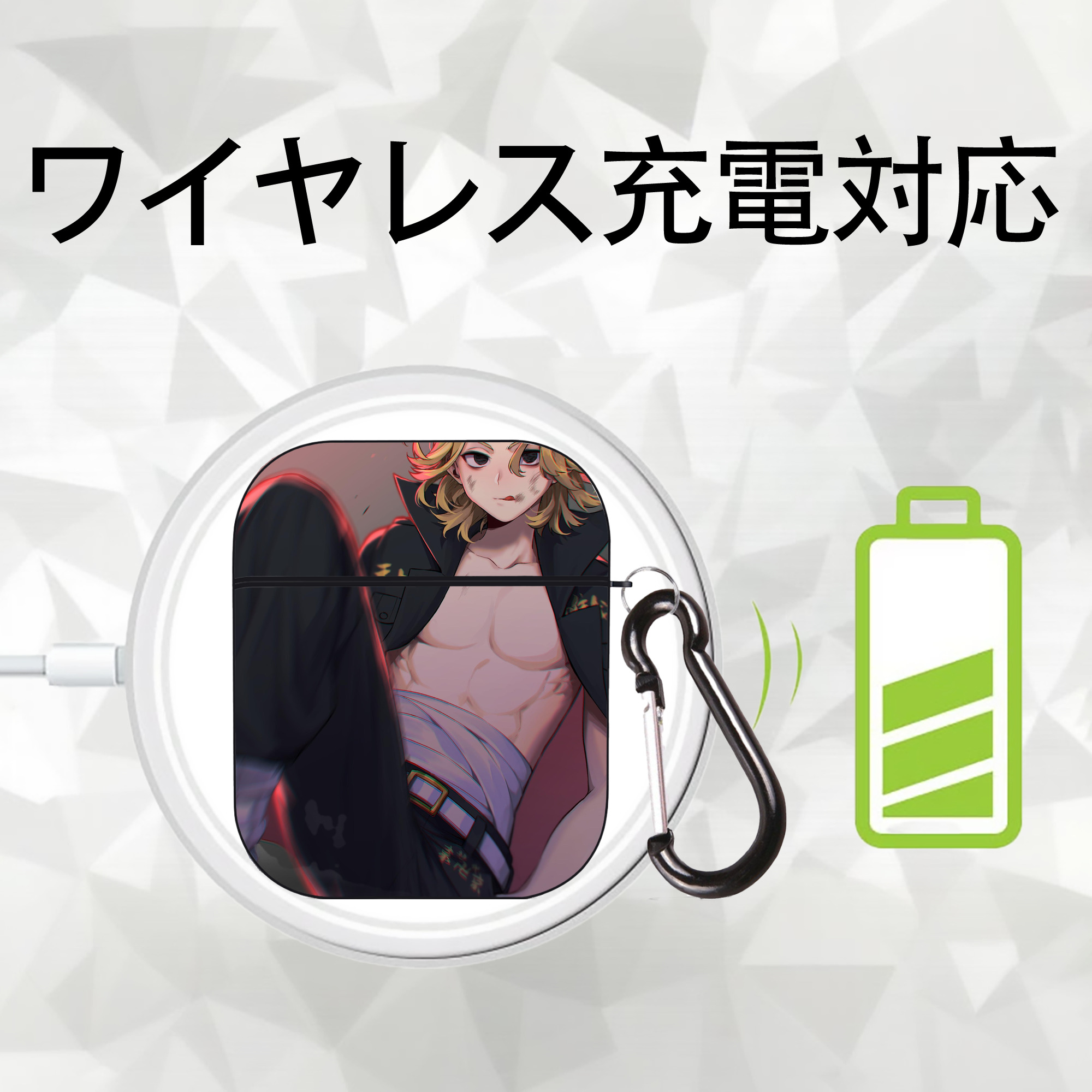 東京リベンジャーズ Tokyo Revengers AirPods 第2世代保護ケース ハードシェル ブラック 耐衝撃・防指紋・カラビナ付き