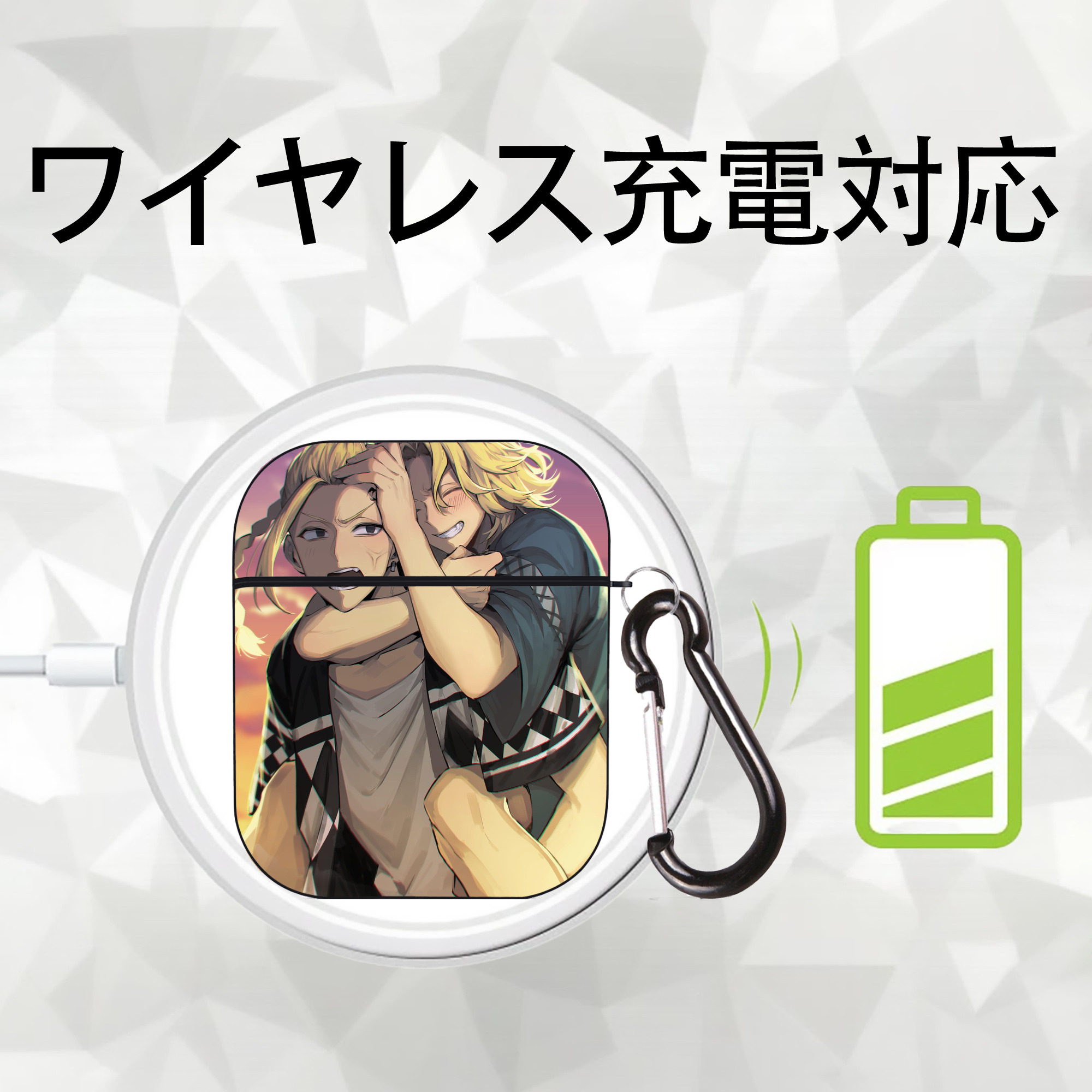 東京リベンジャーズ Tokyo Revengers AirPods 第2世代保護ケース ハードシェル ブラック 耐衝撃・防指紋・カラビナ付き