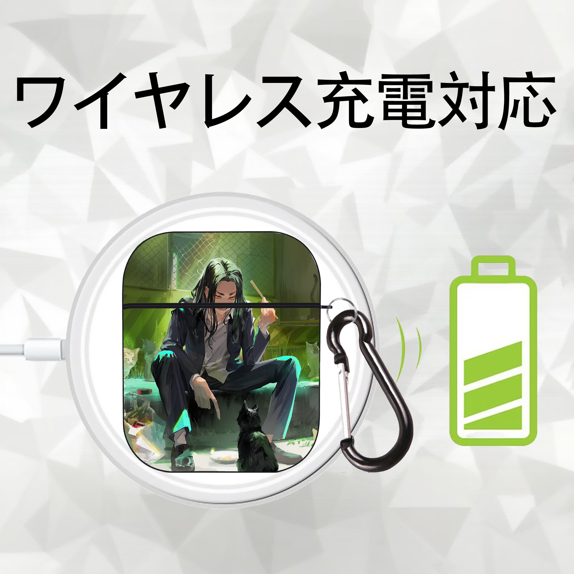 東京リベンジャーズ Tokyo Revengers AirPods 第2世代保護ケース ハードシェル ブラック 耐衝撃・防指紋・カラビナ付き