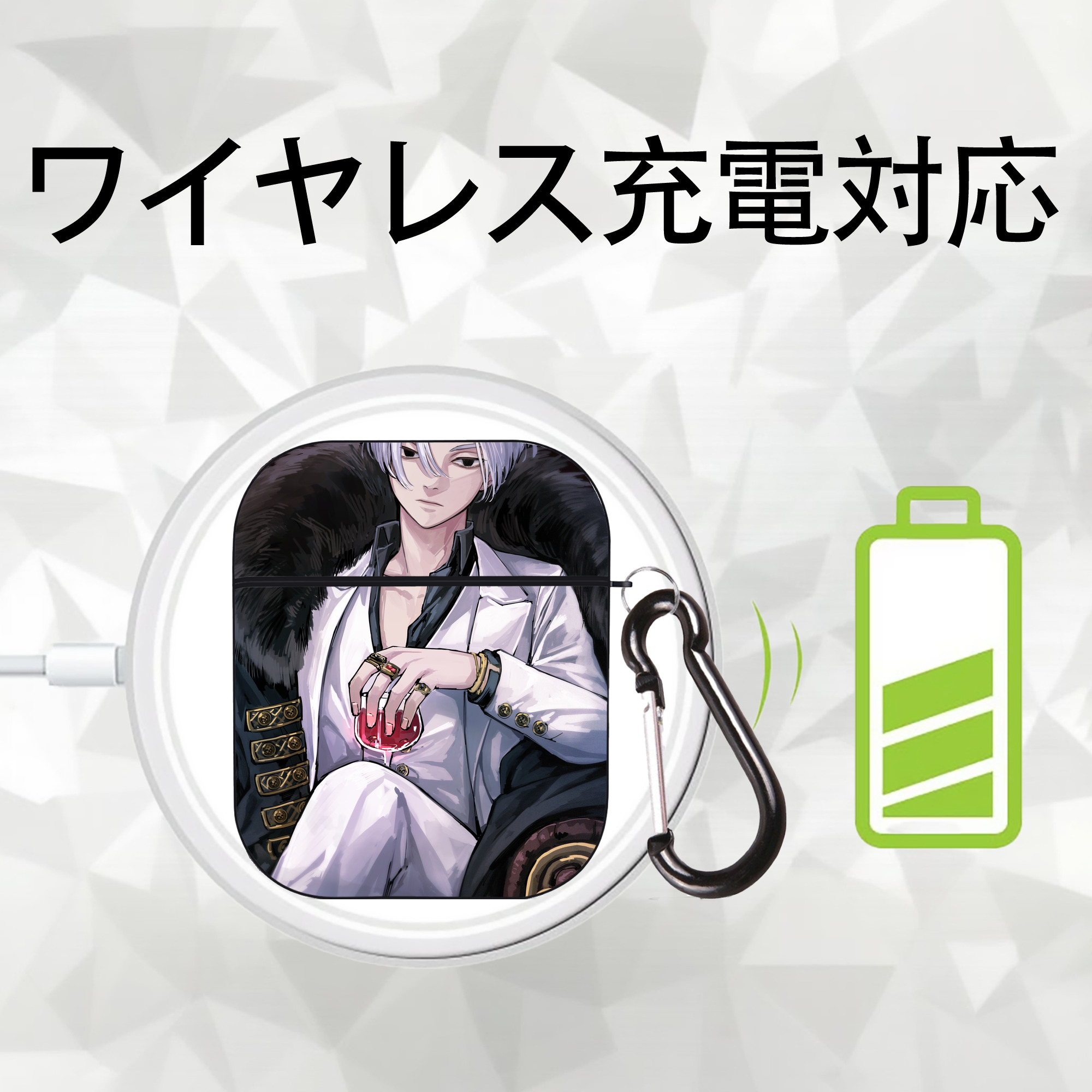 東京リベンジャーズ Tokyo Revengers AirPods 第2世代保護ケース ハードシェル ブラック 耐衝撃・防指紋・カラビナ付き