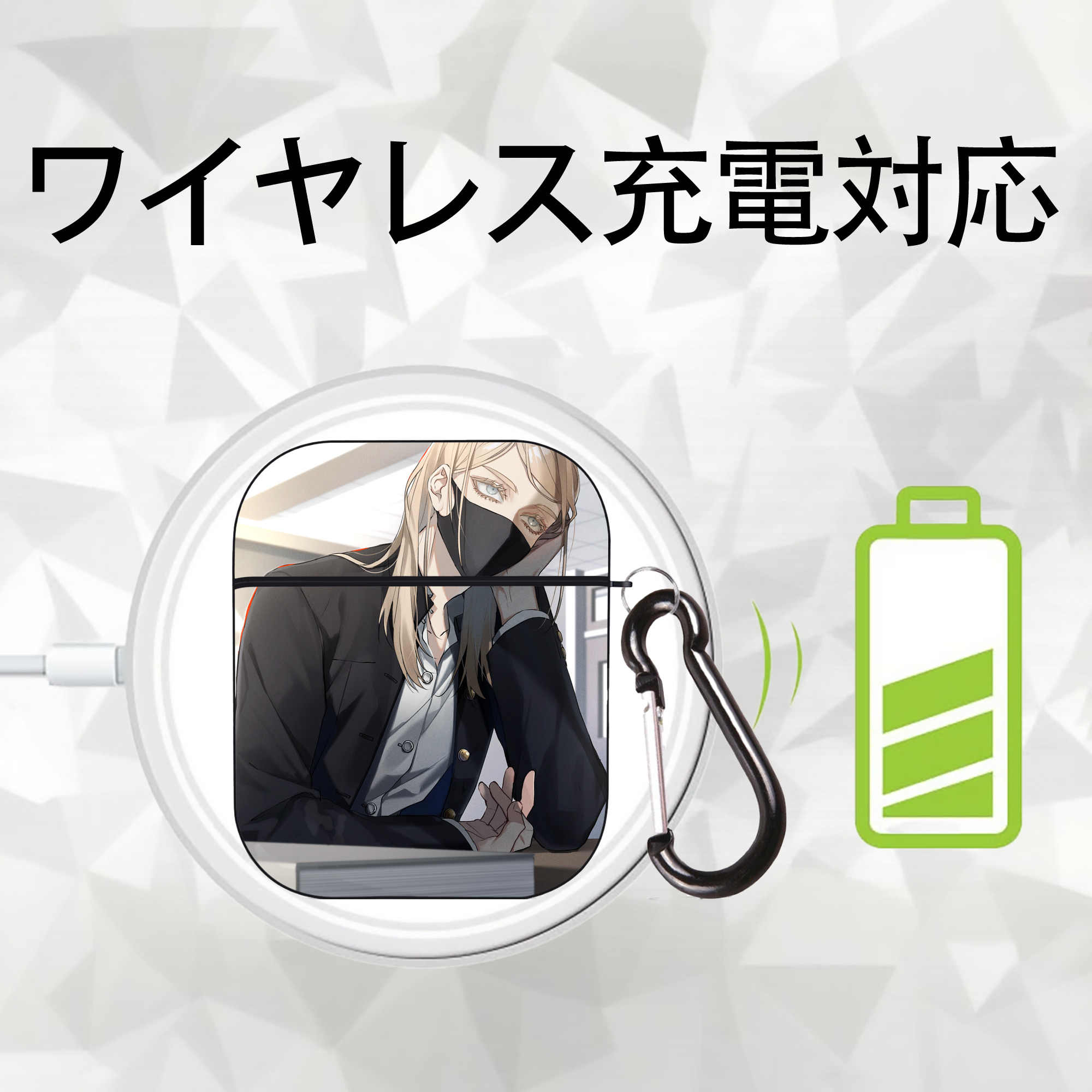 東京リベンジャーズ Tokyo Revengers AirPods 第2世代保護ケース ハードシェル ブラック 耐衝撃・防指紋・カラビナ付き