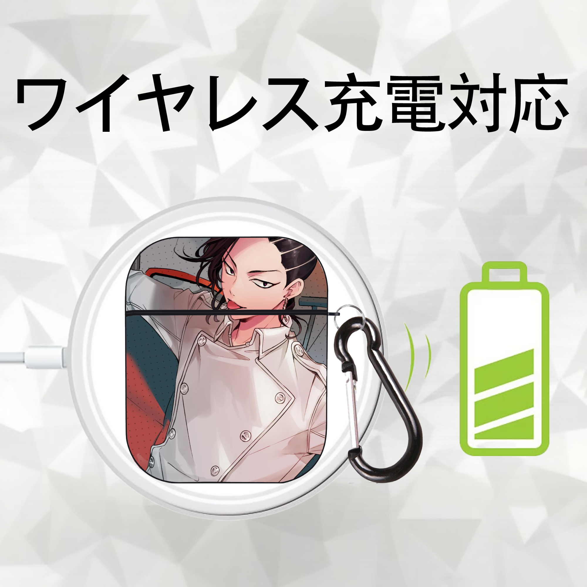 東京リベンジャーズ Tokyo Revengers AirPods 第2世代保護ケース ハードシェル ブラック 耐衝撃・防指紋・カラビナ付き